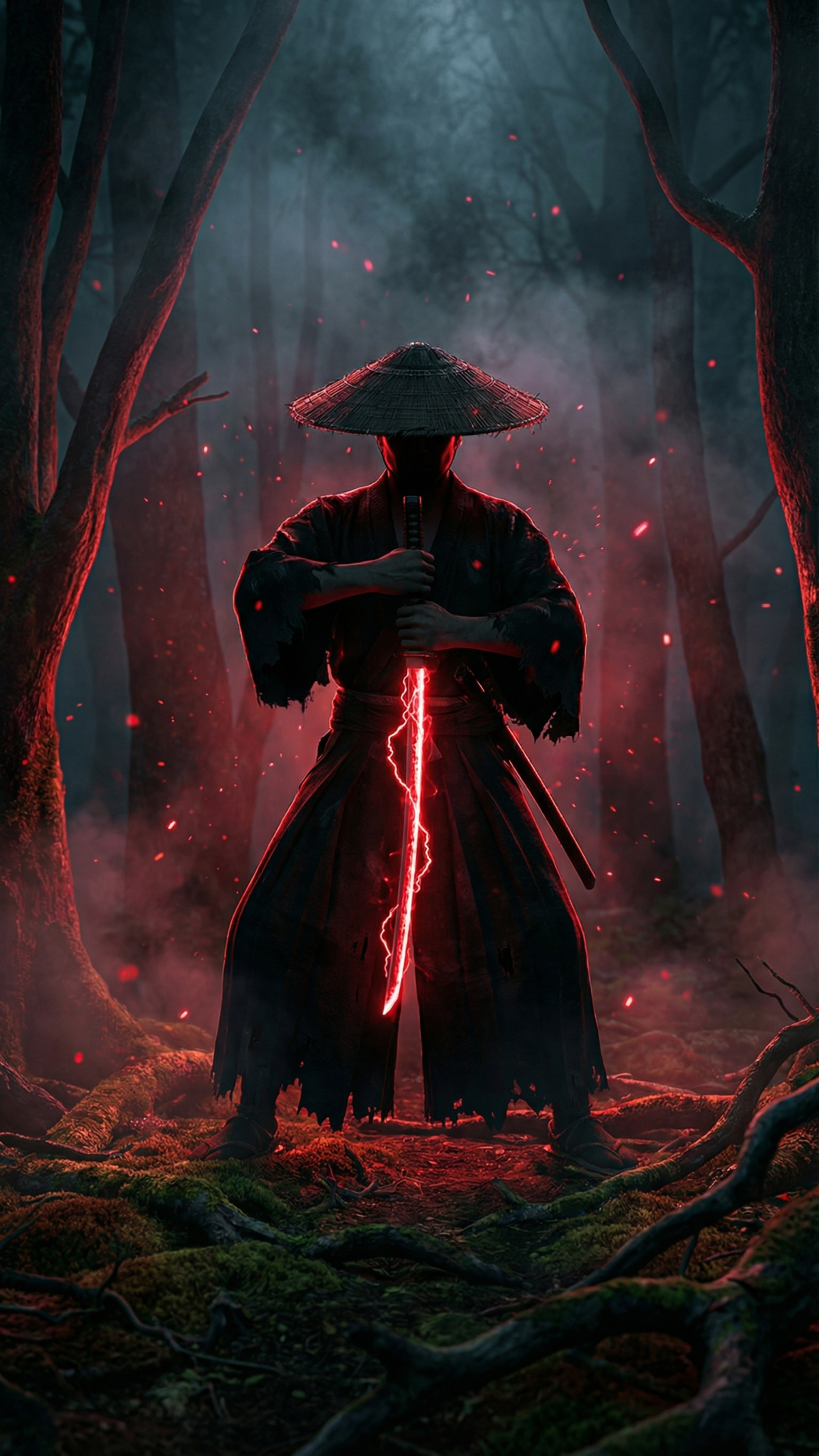 Red Neon Samurai Warrior - samurai wallpaper for OpersCraft