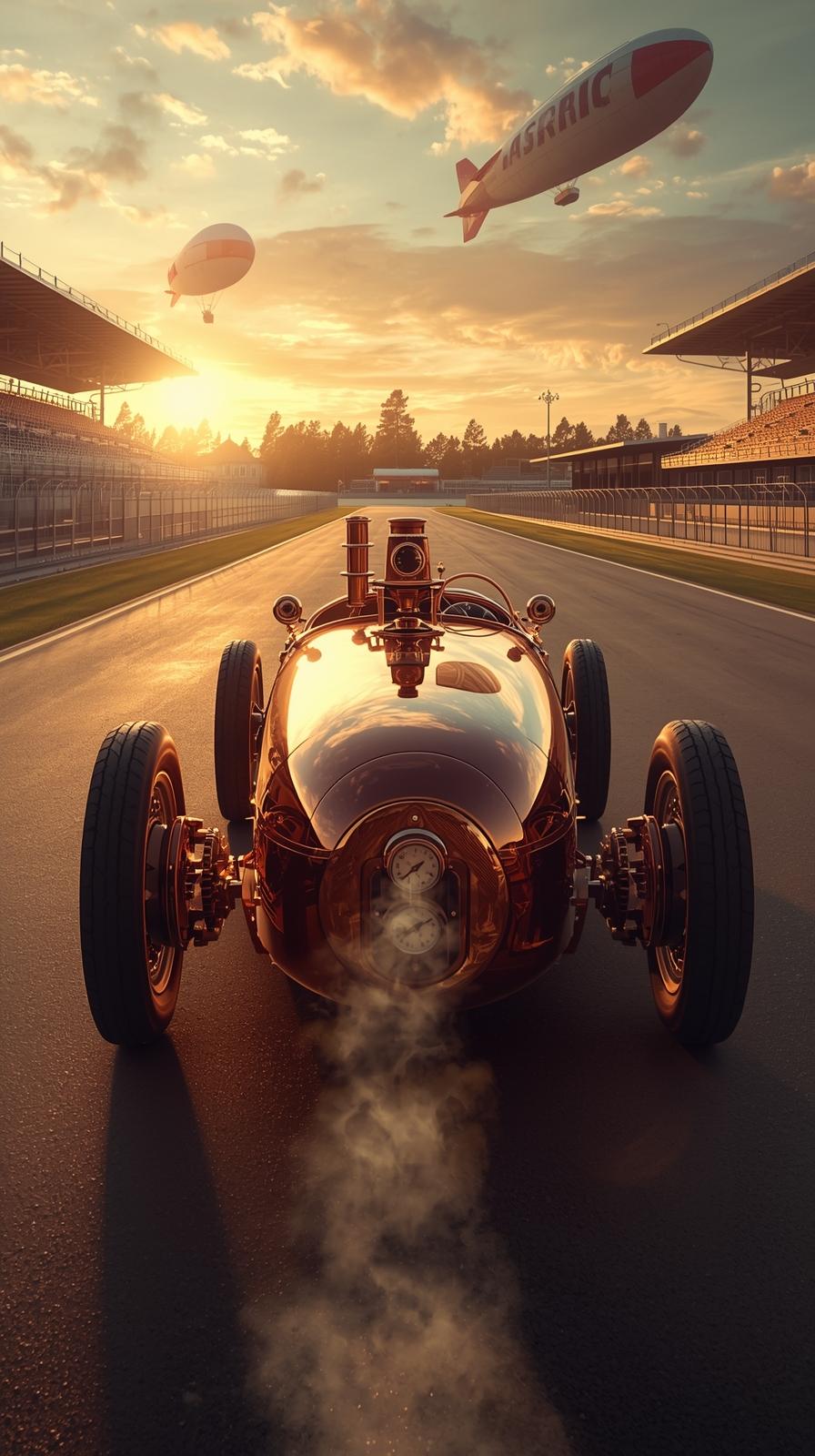 Steampunk Racing Car Sunset - steampunk wallpaper for OpersCraft