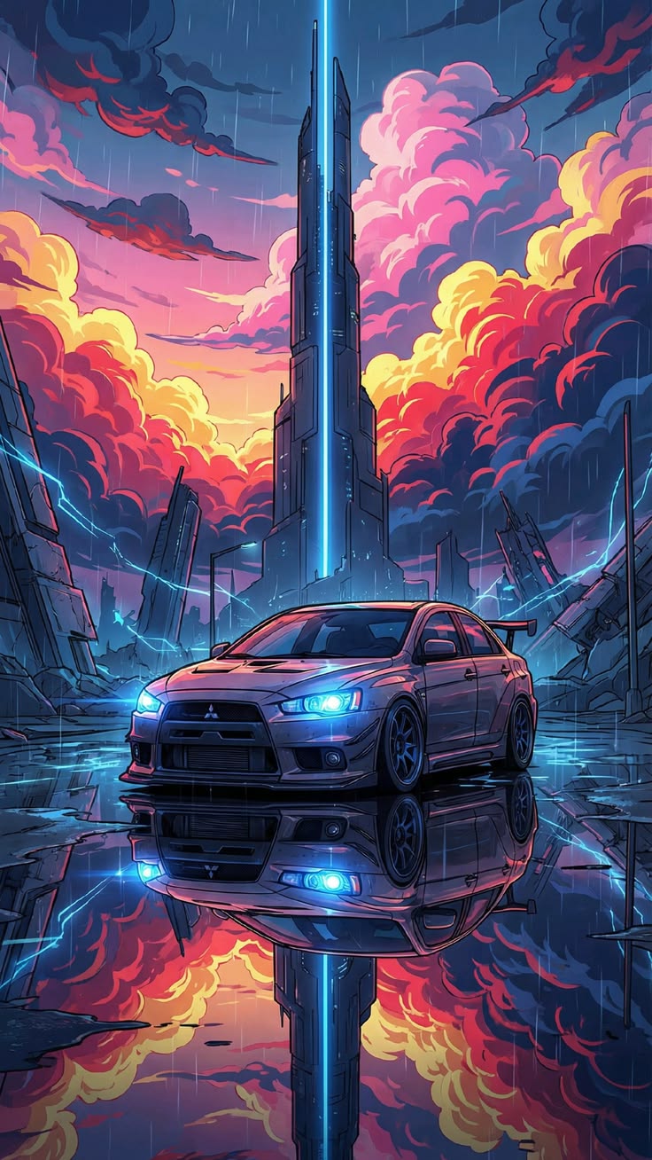 Cyberpunk Evo City Drive - cars wallpaper for OpersCraft