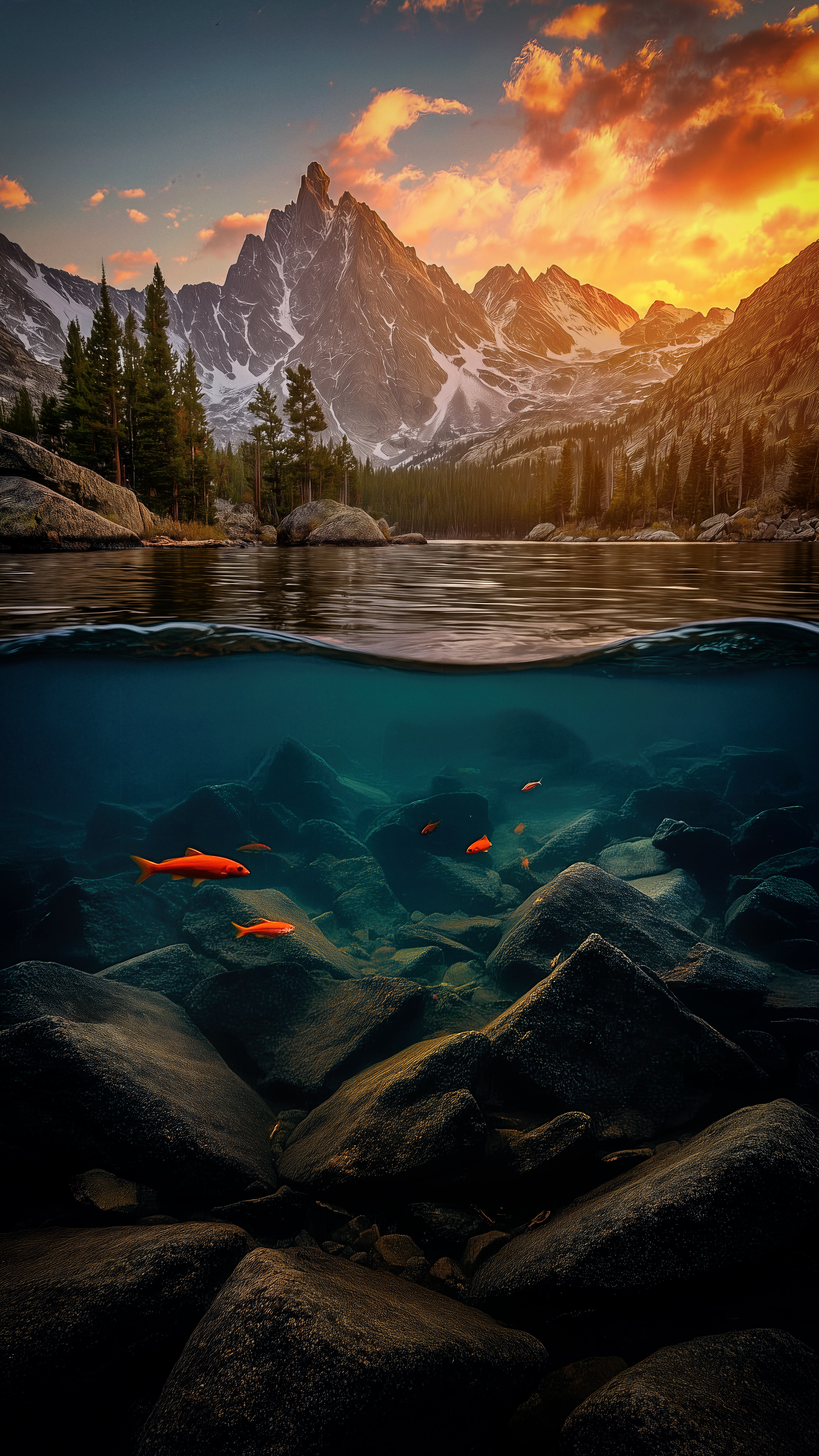 Mountain Lake Sunset View - nature wallpaper for OpersCraft