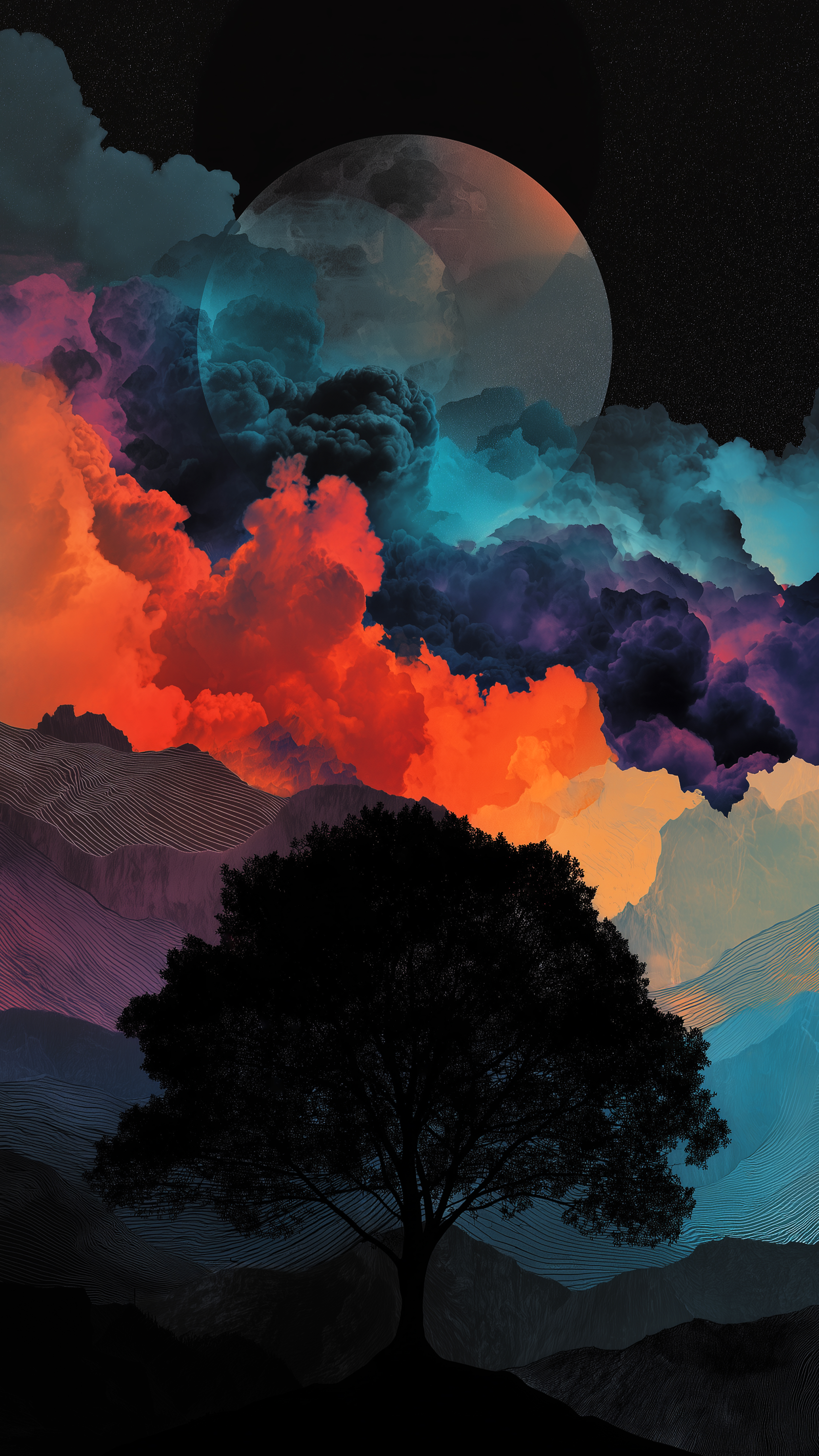 Colorful Surreal Moonscape - digital art wallpaper for OpersCraft