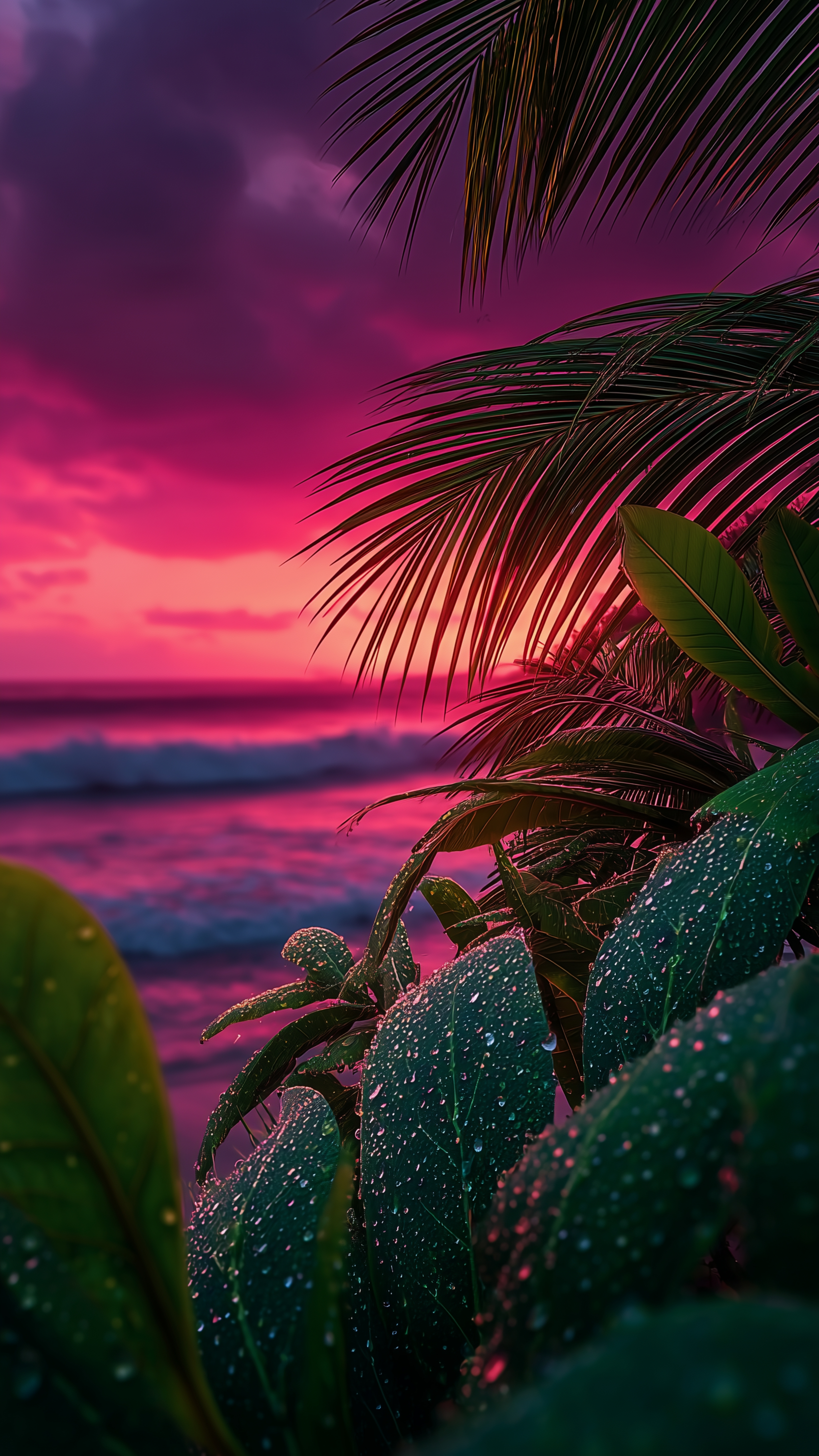 Tropical Sunset Palm Leaves - tropical wallpaper for OpersCraft