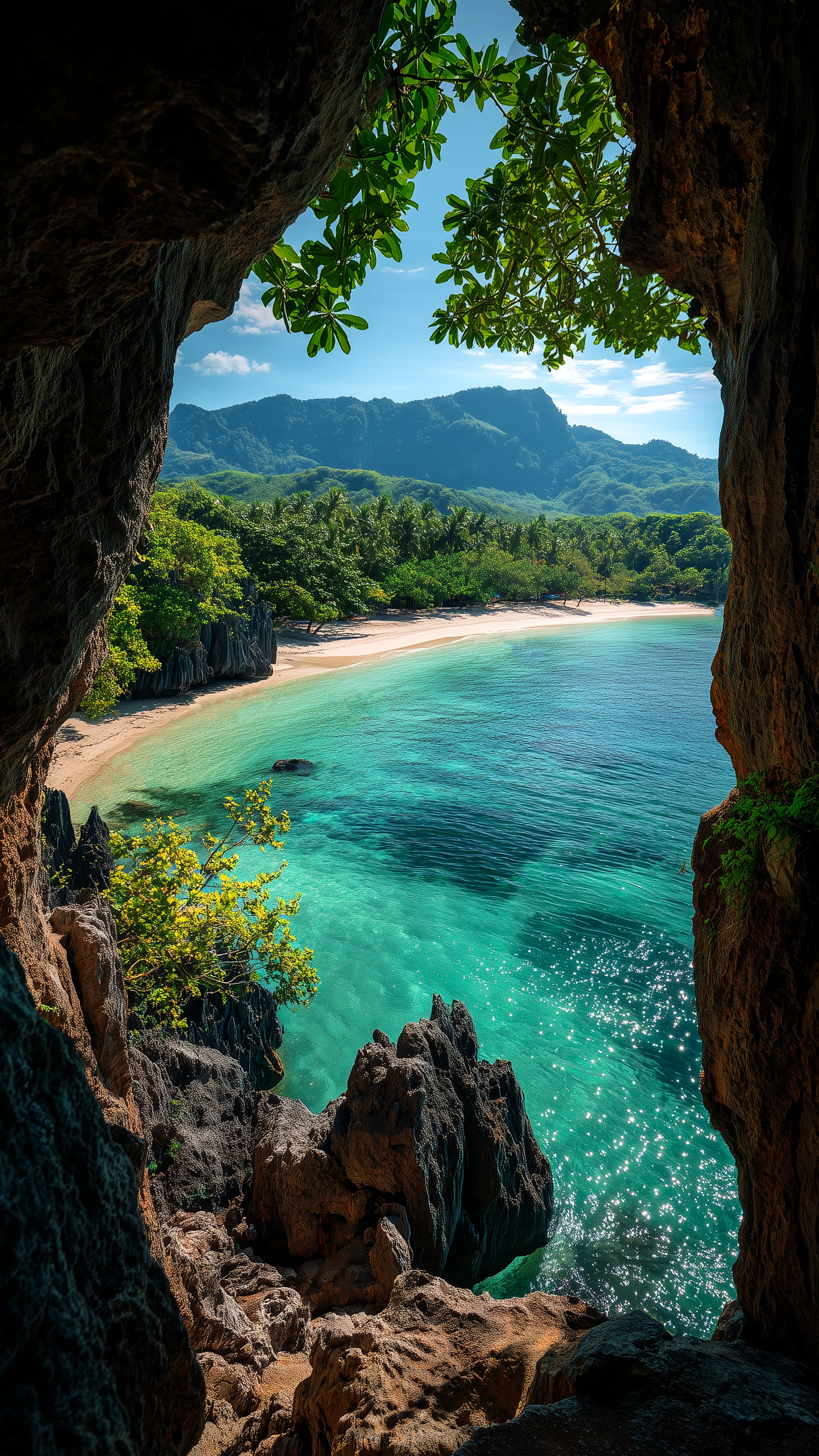 Hidden Tropical Cave View - beach wallpaper for OpersCraft