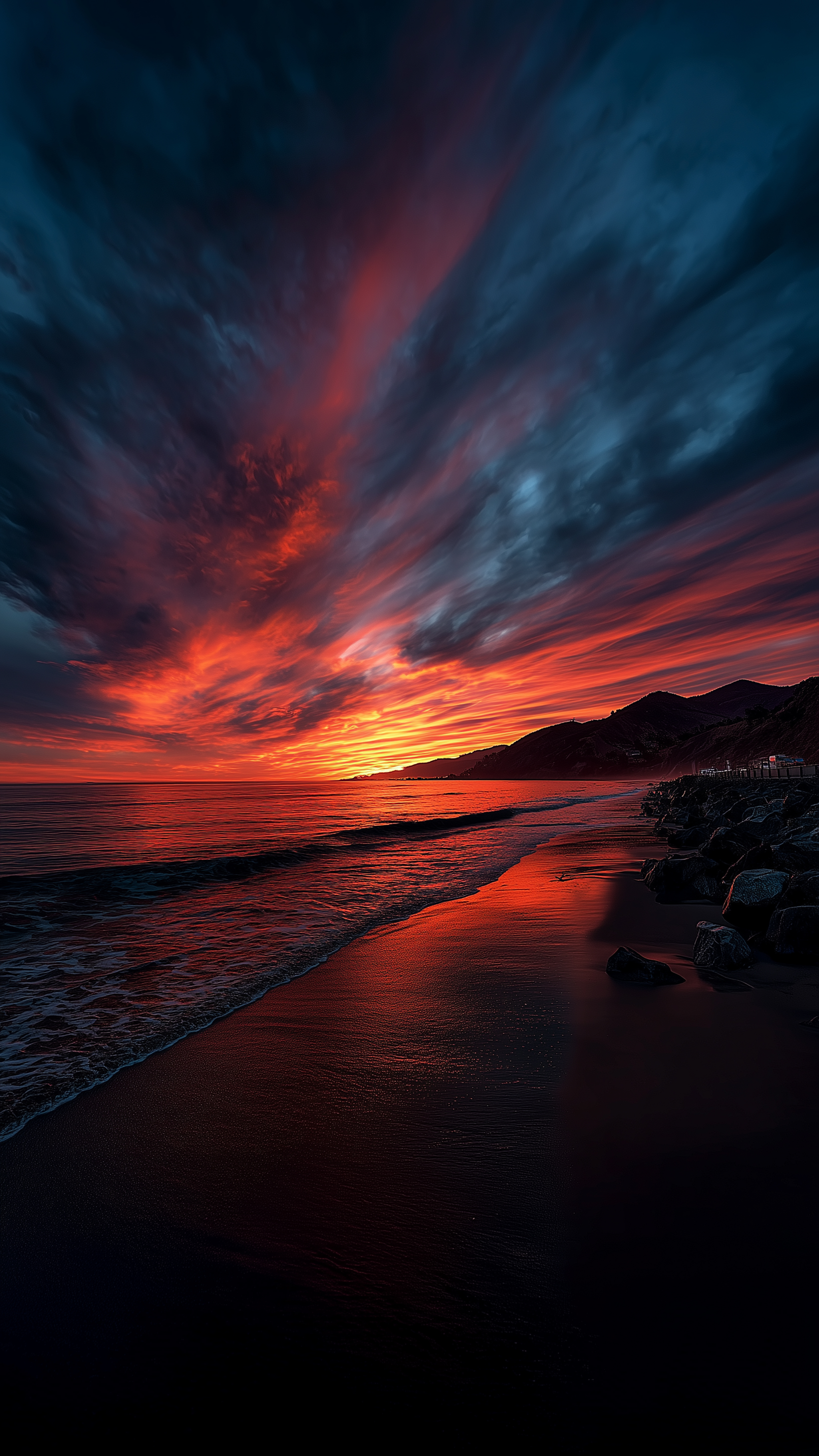 Fiery Sunset Beach View - beach wallpaper for OpersCraft