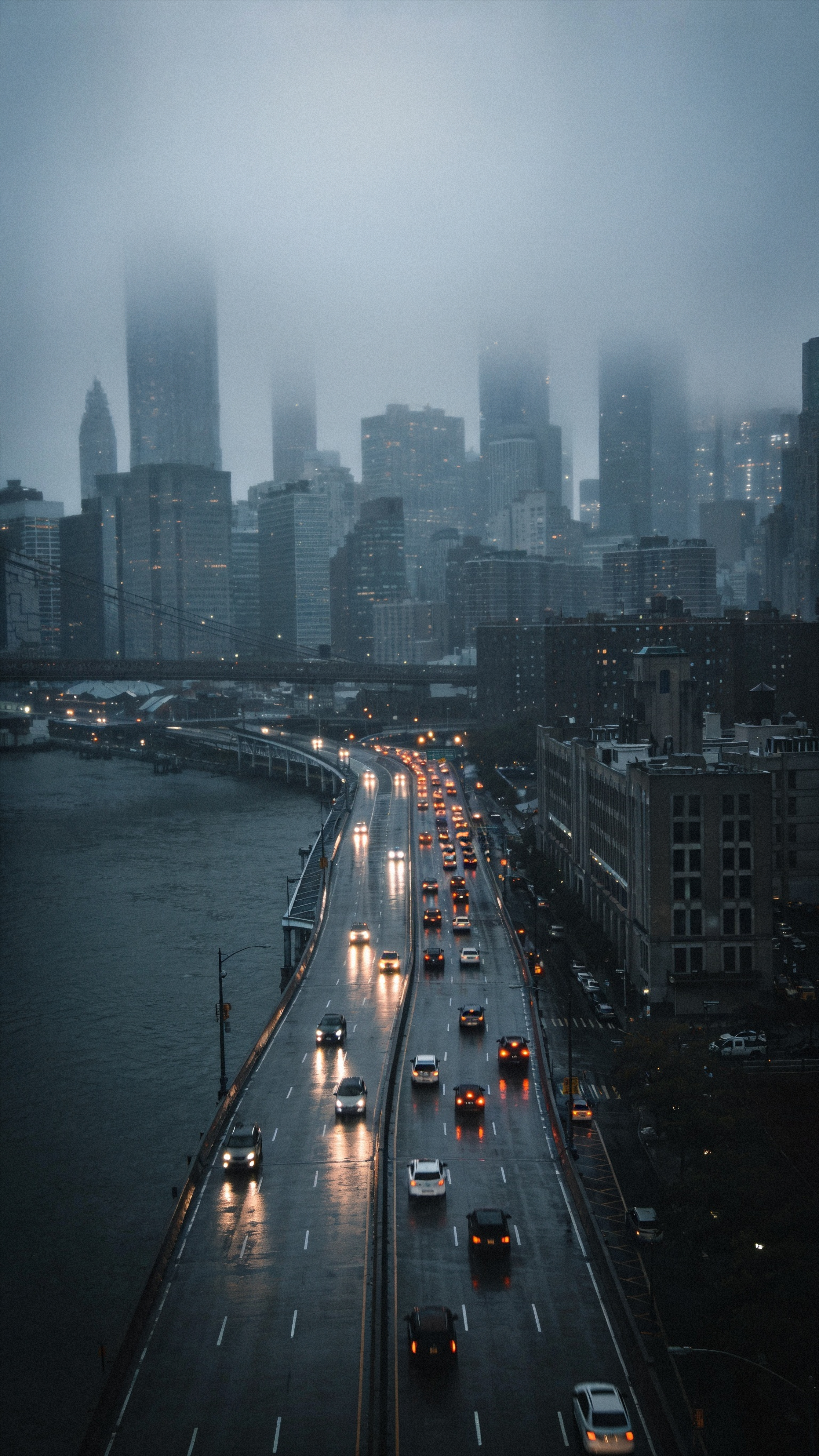 Foggy City Highway Drive - city wallpaper for OpersCraft