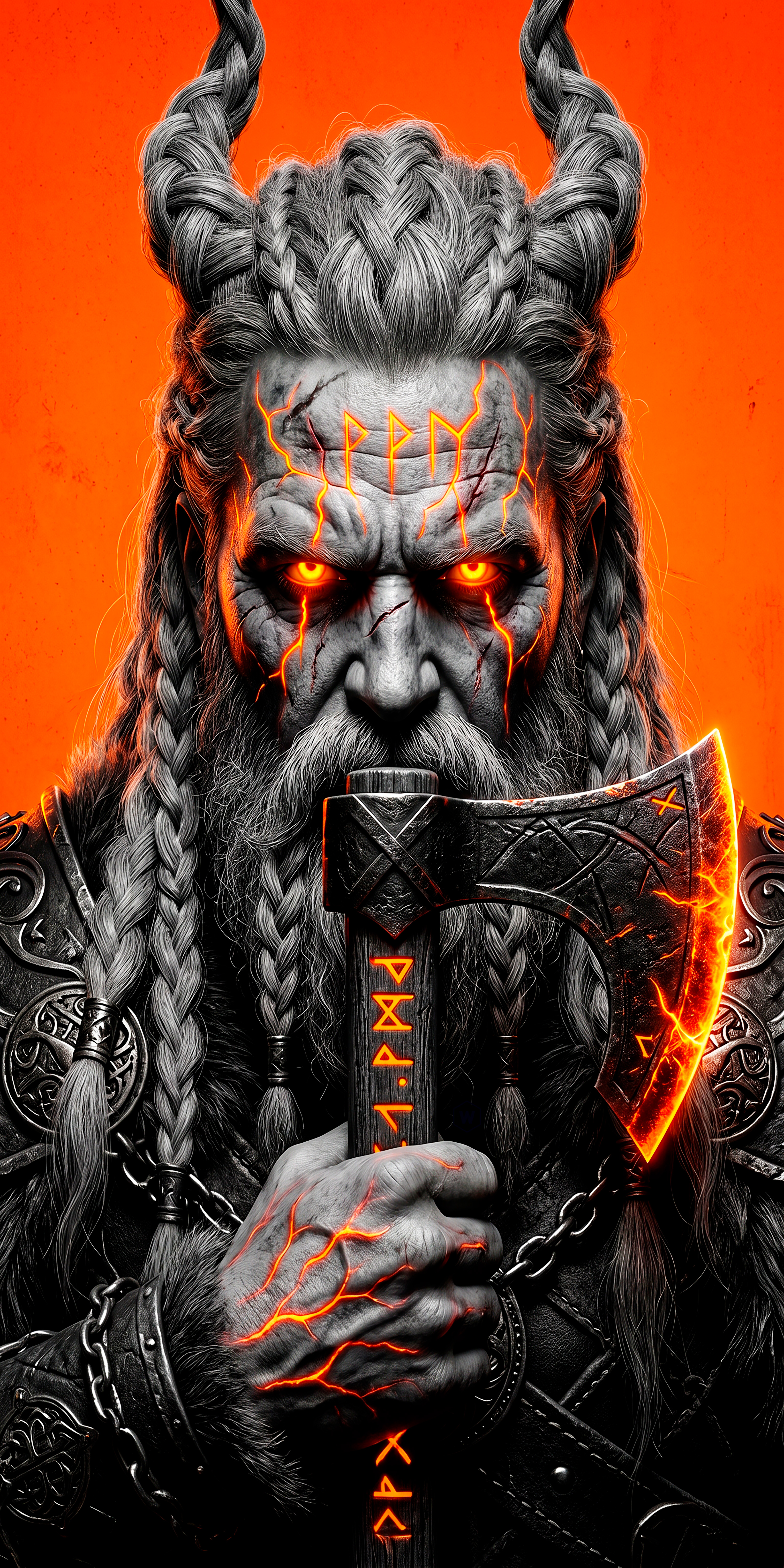 Fiery Viking Warrior Portrait - warrior wallpaper for OpersCraft