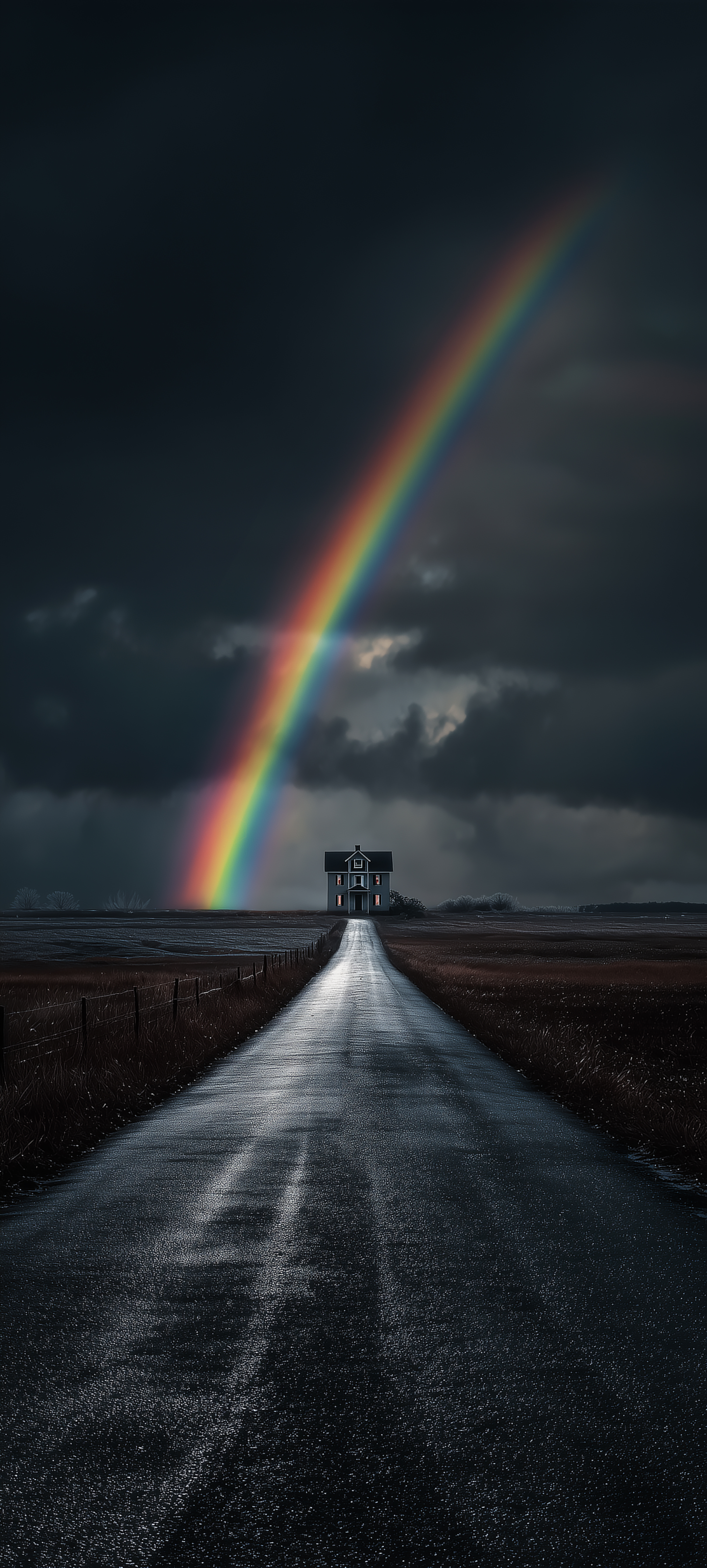 Rainbow Over Lonely House - landscape wallpaper for OpersCraft