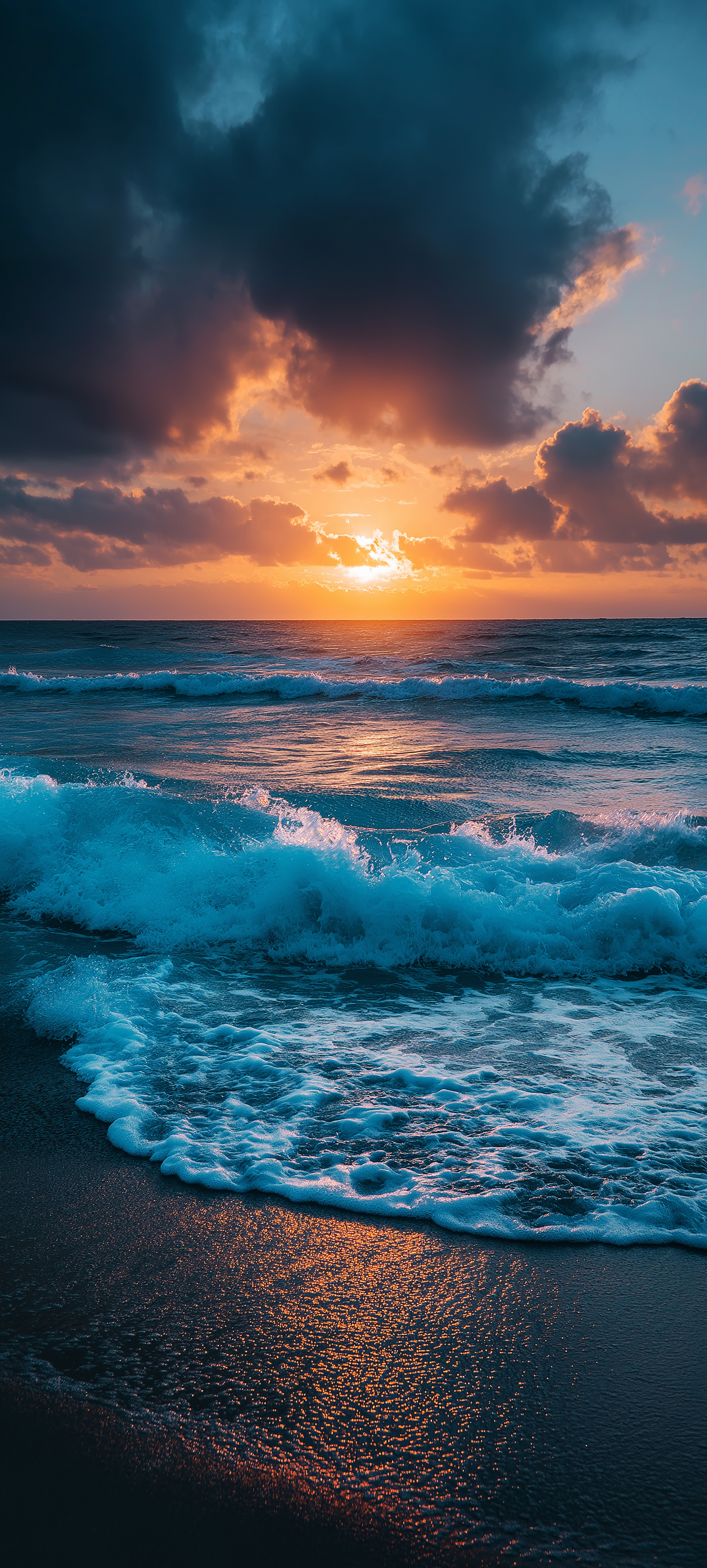 Golden Ocean Sunset Waves - sunset wallpaper for OpersCraft
