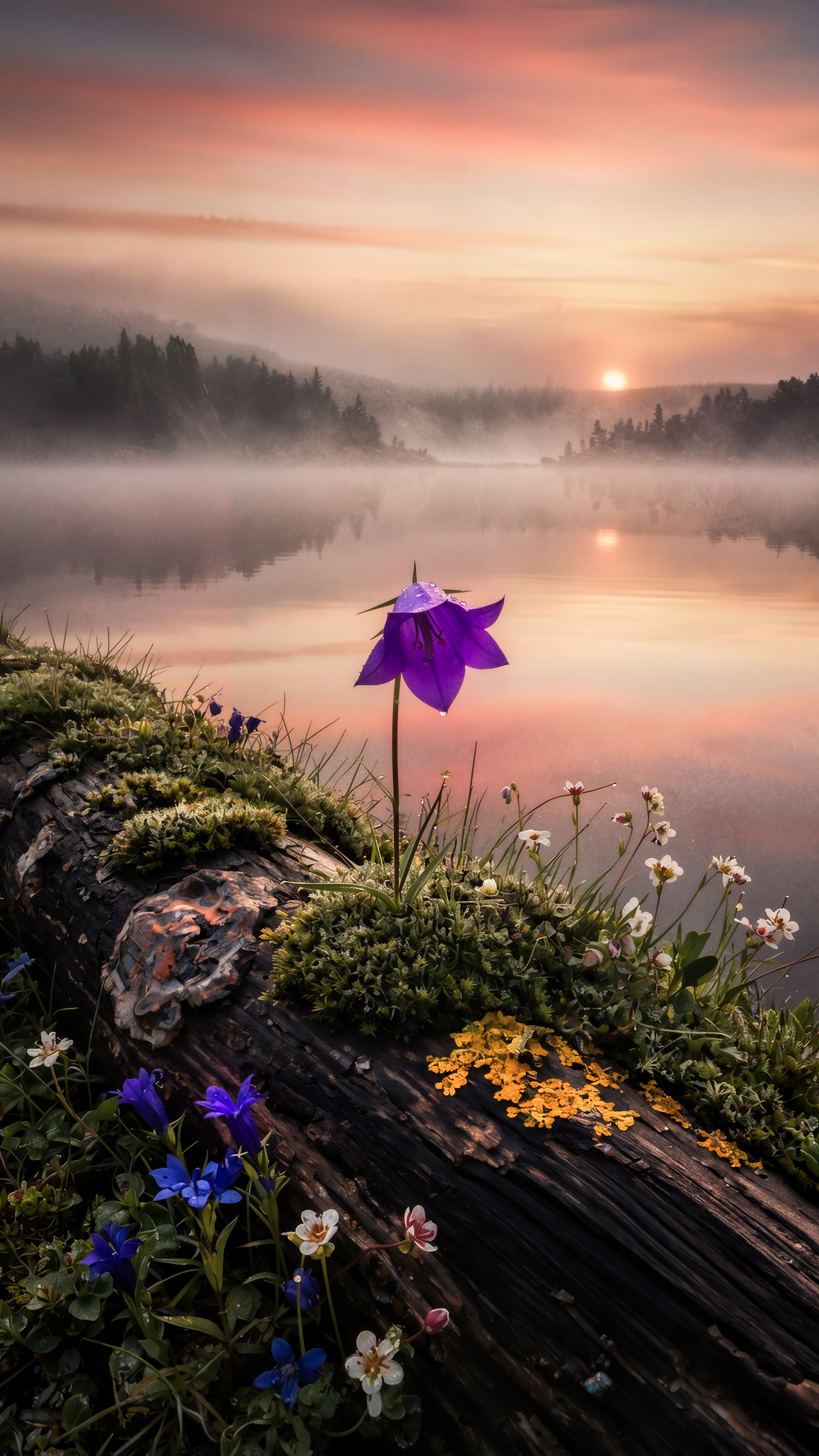 Purple Flower Morning Mist - nature wallpaper for OpersCraft
