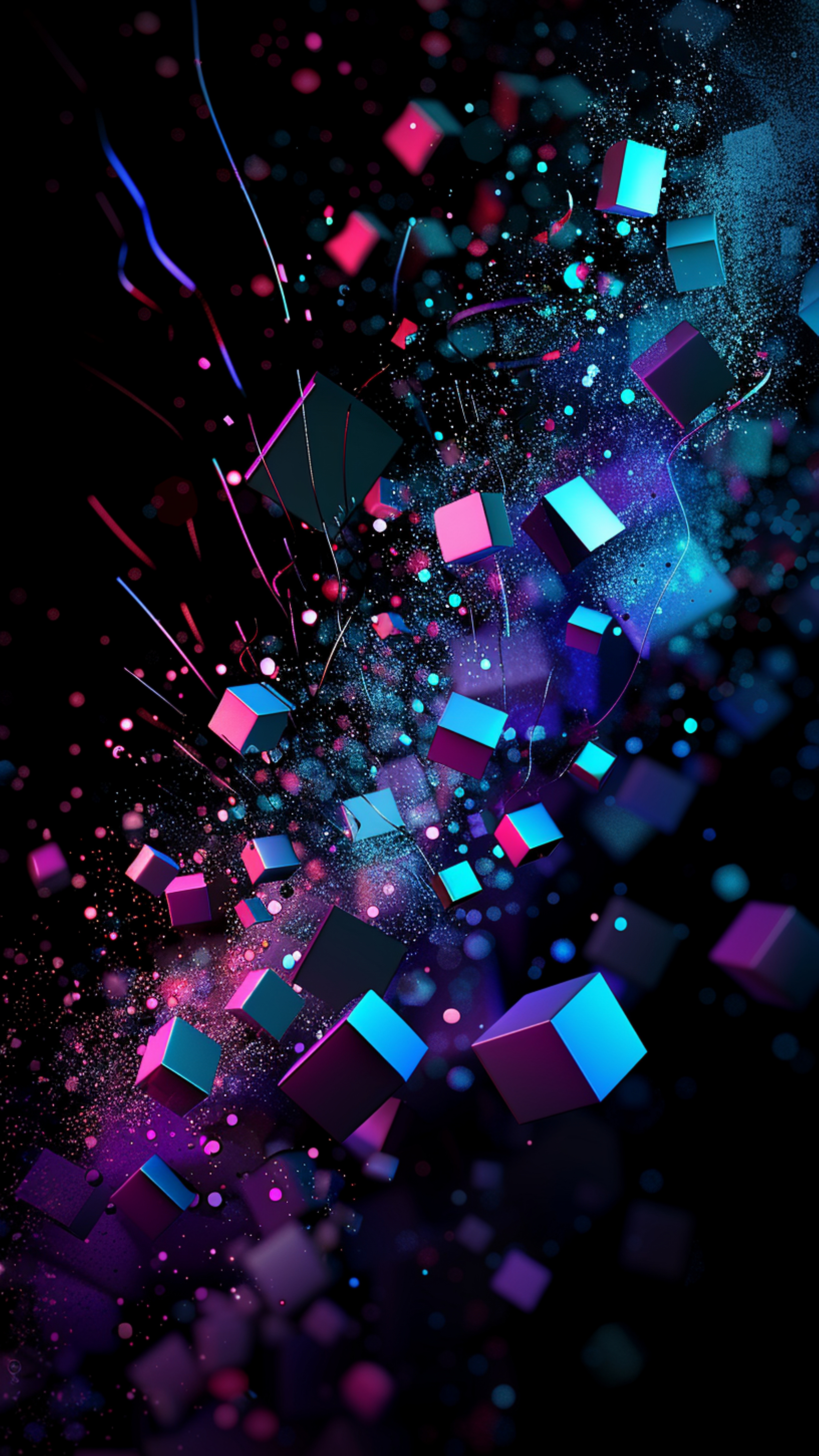 Neon Floating Abstract Cubes - abstract wallpaper for OpersCraft