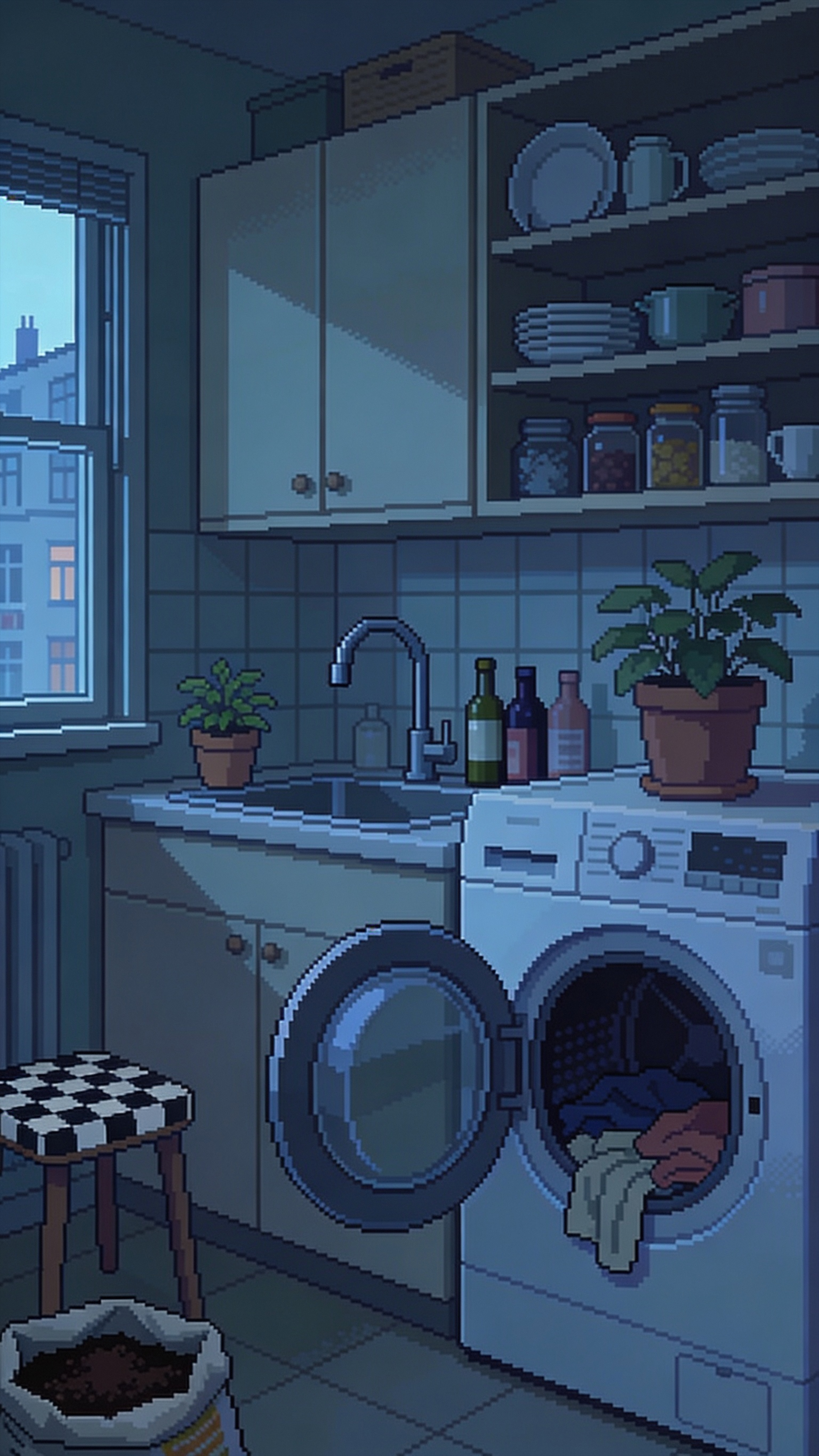 Cozy Pixel Art Kitchen - art wallpaper for OpersCraft