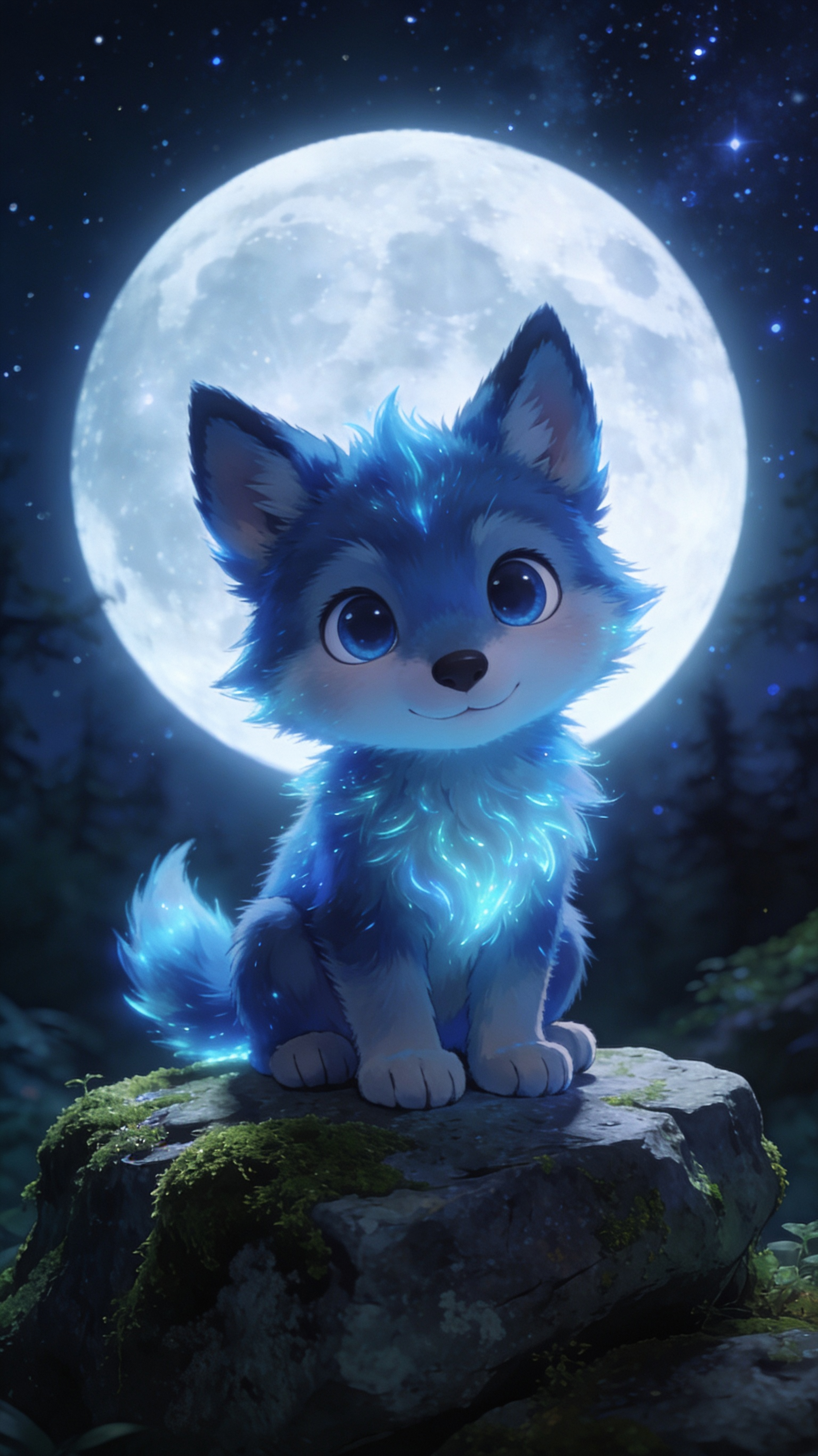 Glowing Blue Moon Wolf - wolf wallpaper for OpersCraft