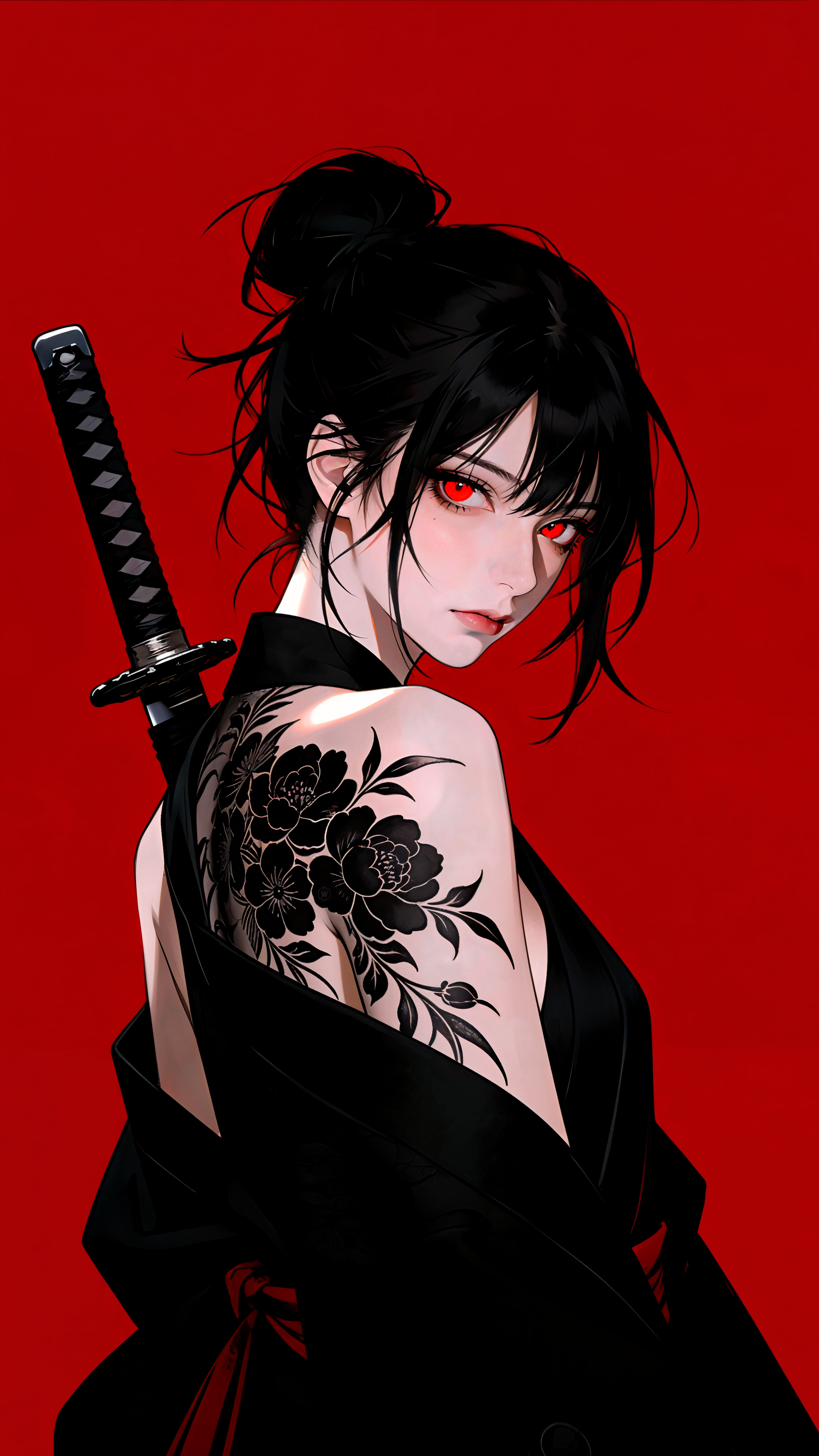 Red Eyed Samurai Girl - samurai wallpaper for OpersCraft