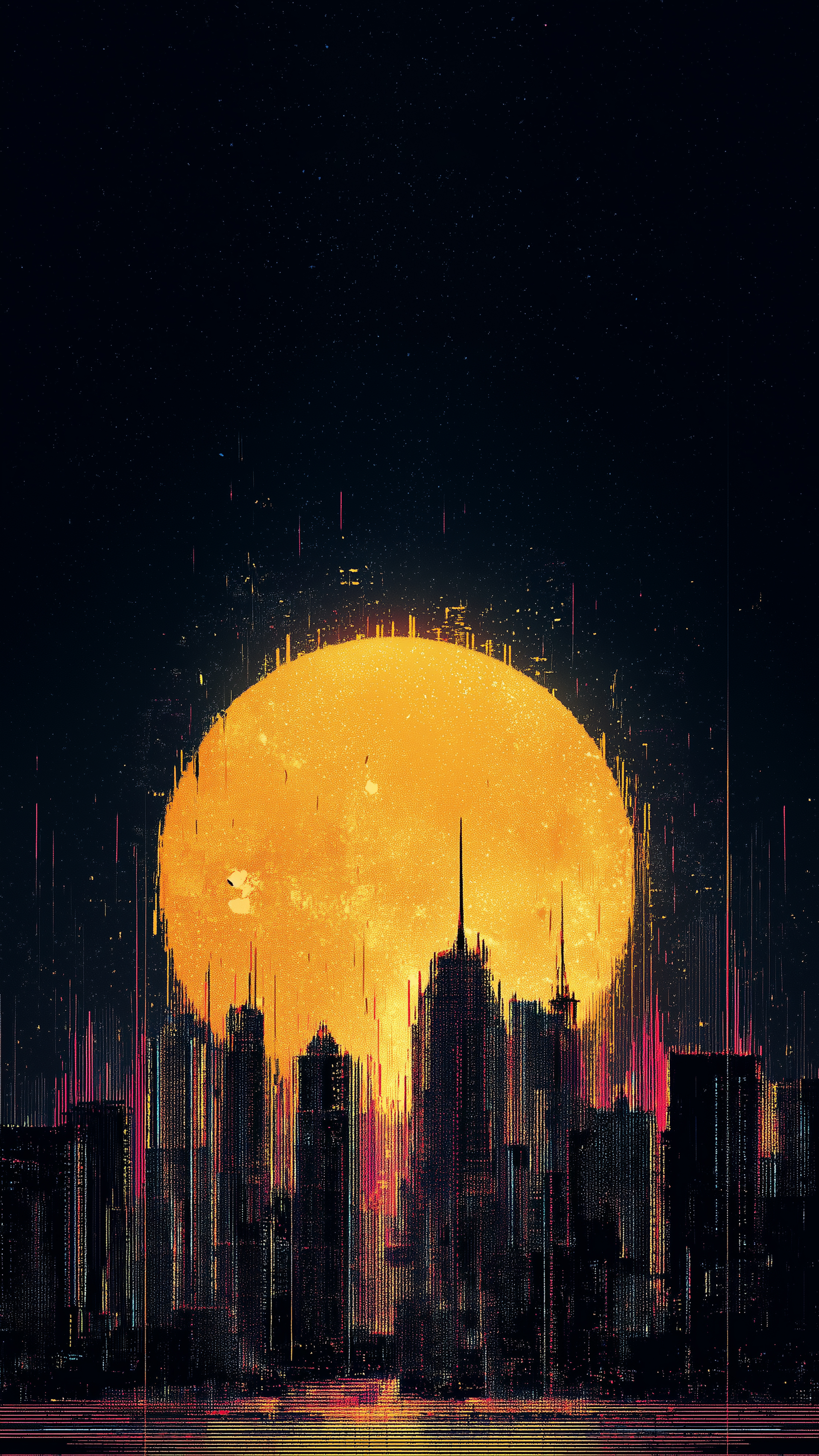Glitch City Sunset Skyline - city wallpaper for OpersCraft