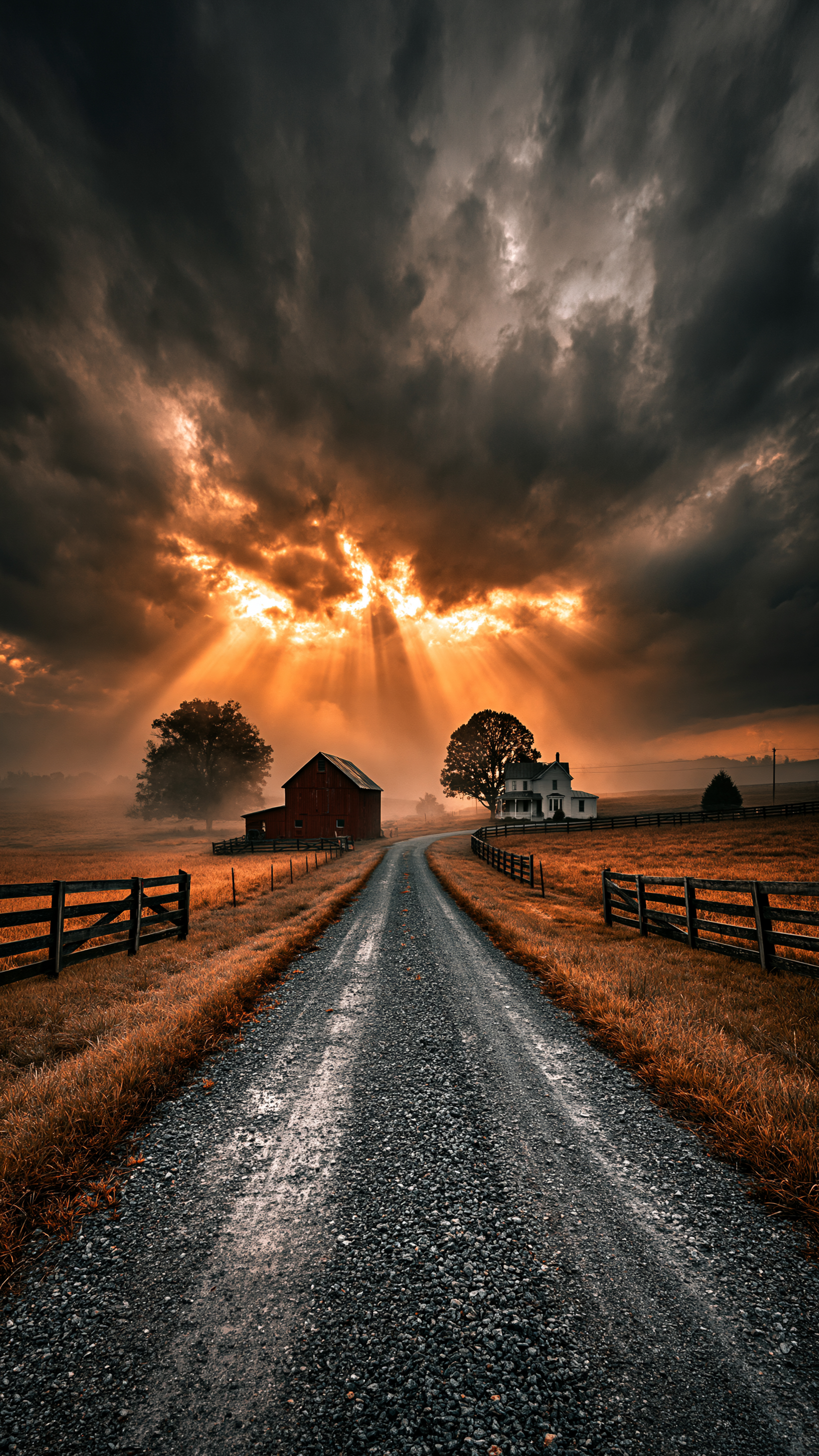 Stormy Country Farm Path - landscape wallpaper for OpersCraft