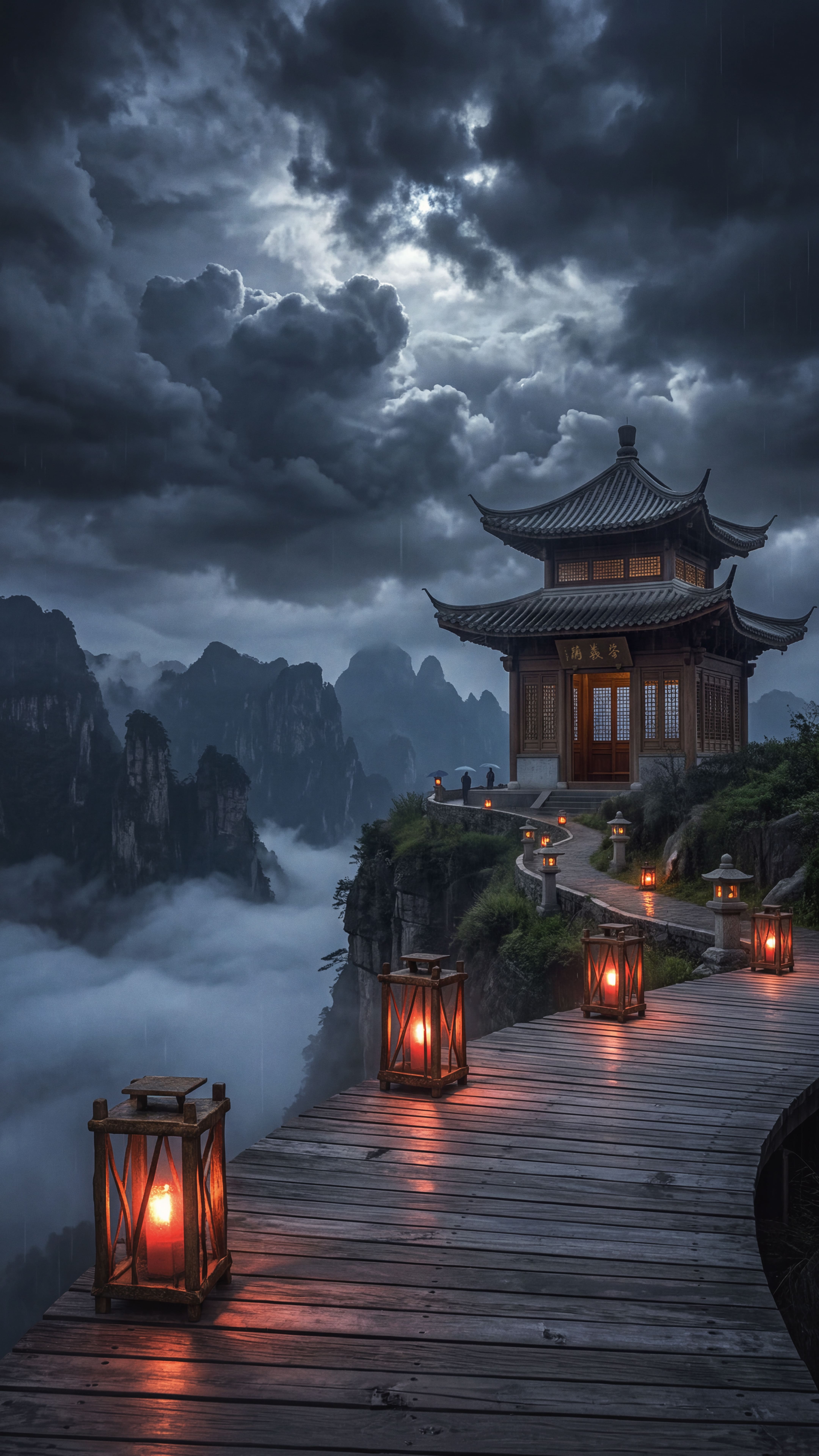 Lantern Lit Mountain Temple - temple wallpaper for OpersCraft