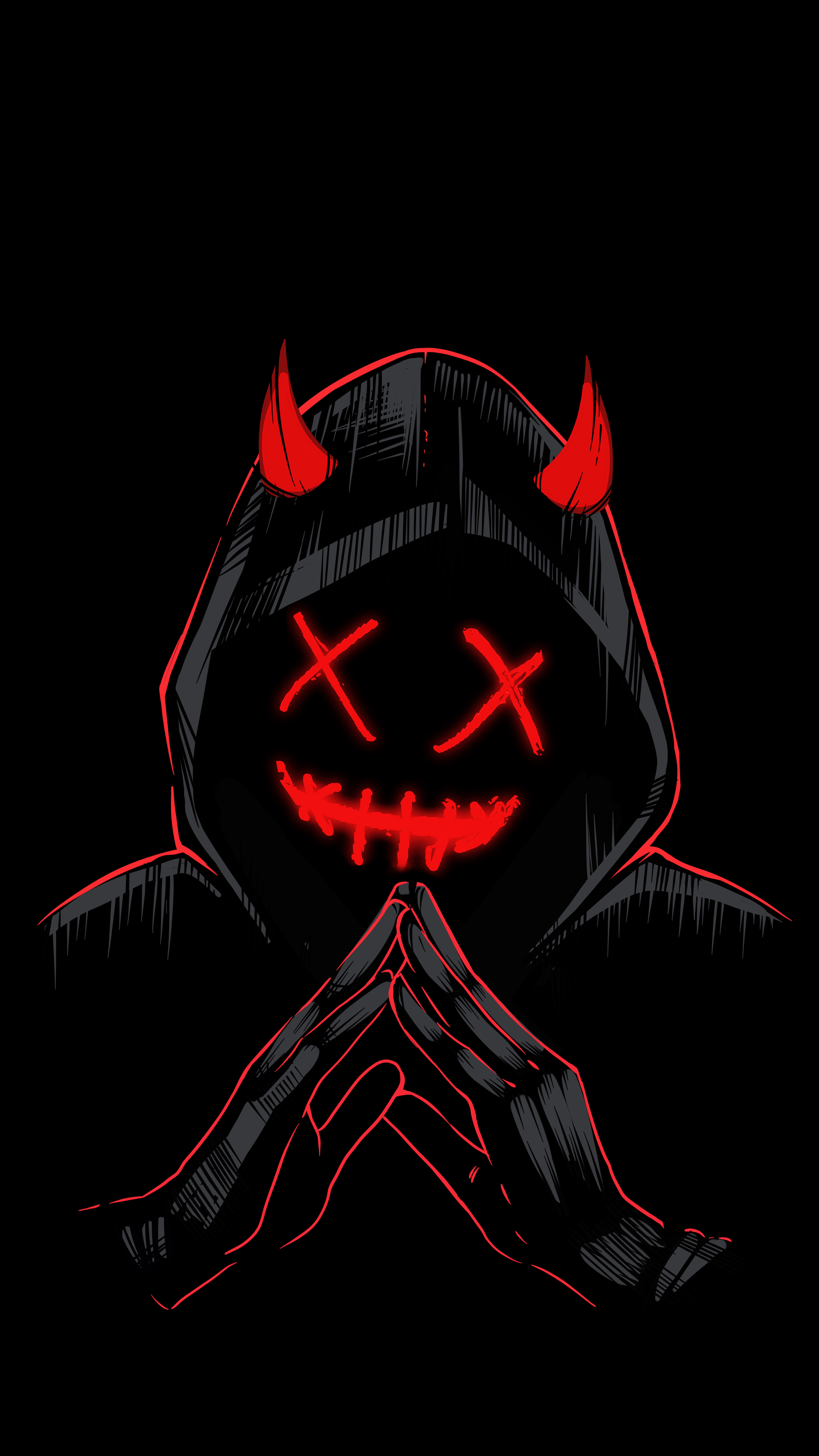 Neon Devil Hoodie Mask - mask wallpaper for OpersCraft