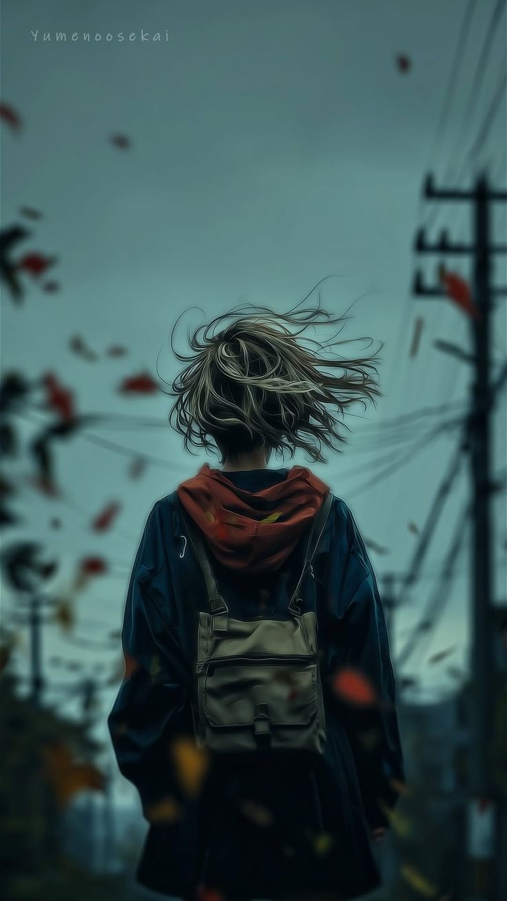 Windy Autumn Day Wanderer - girl wallpaper for OpersCraft