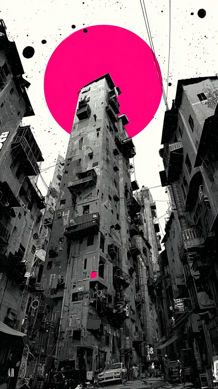 Pink Moon Urban Tower - city wallpaper for OpersCraft