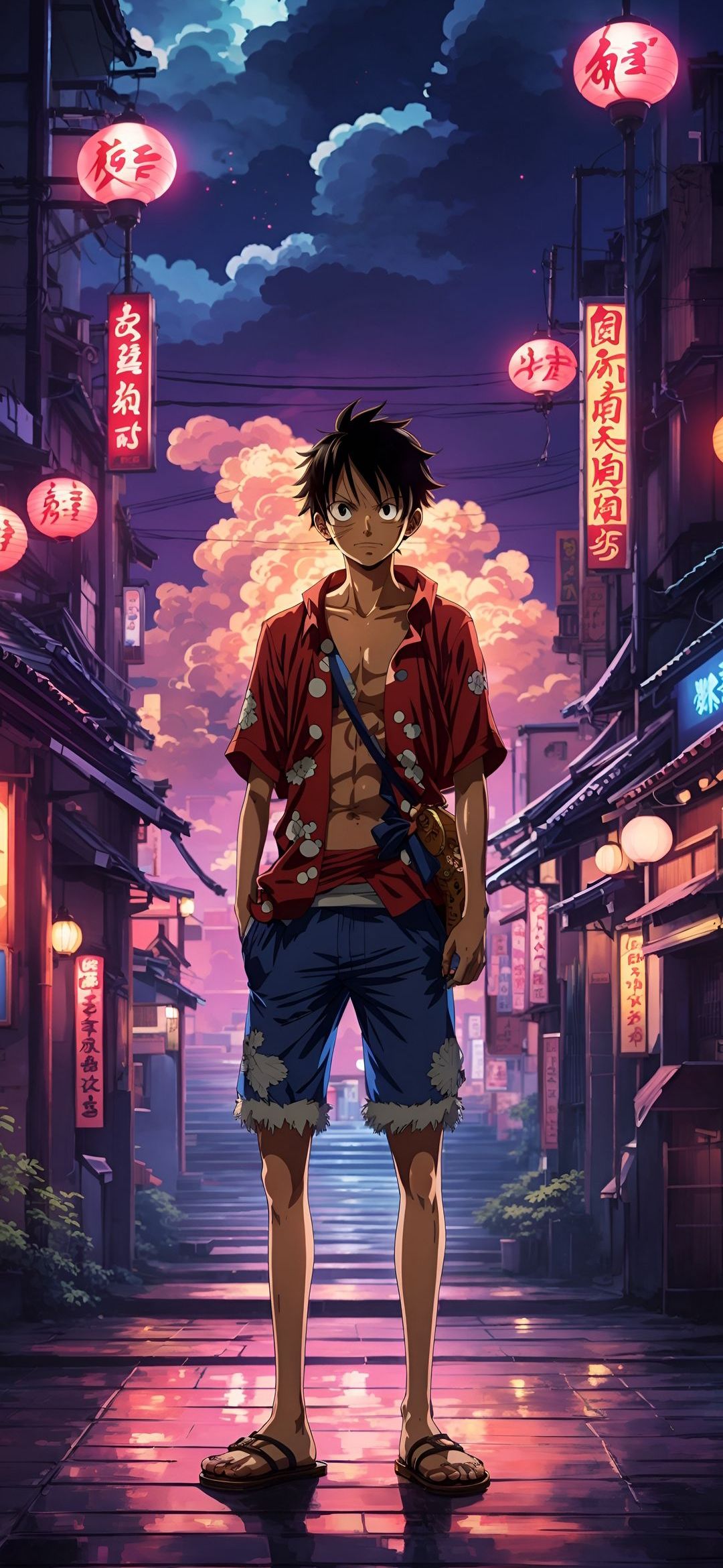 Luffy in Asian Town - anime wallpaper for OpersCraft