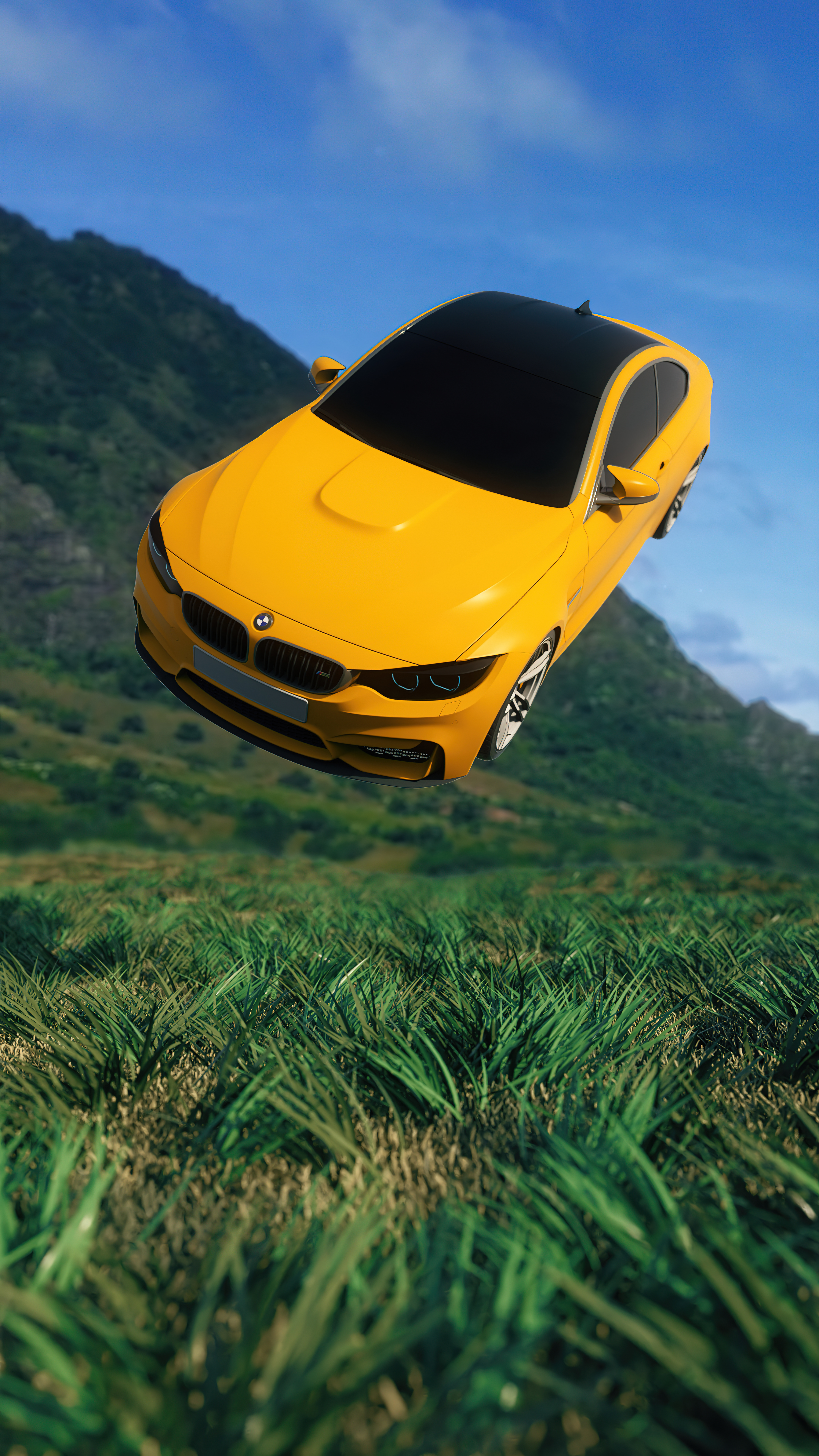 Flying Yellow BMW Car - games wallpaper for OpersCraft