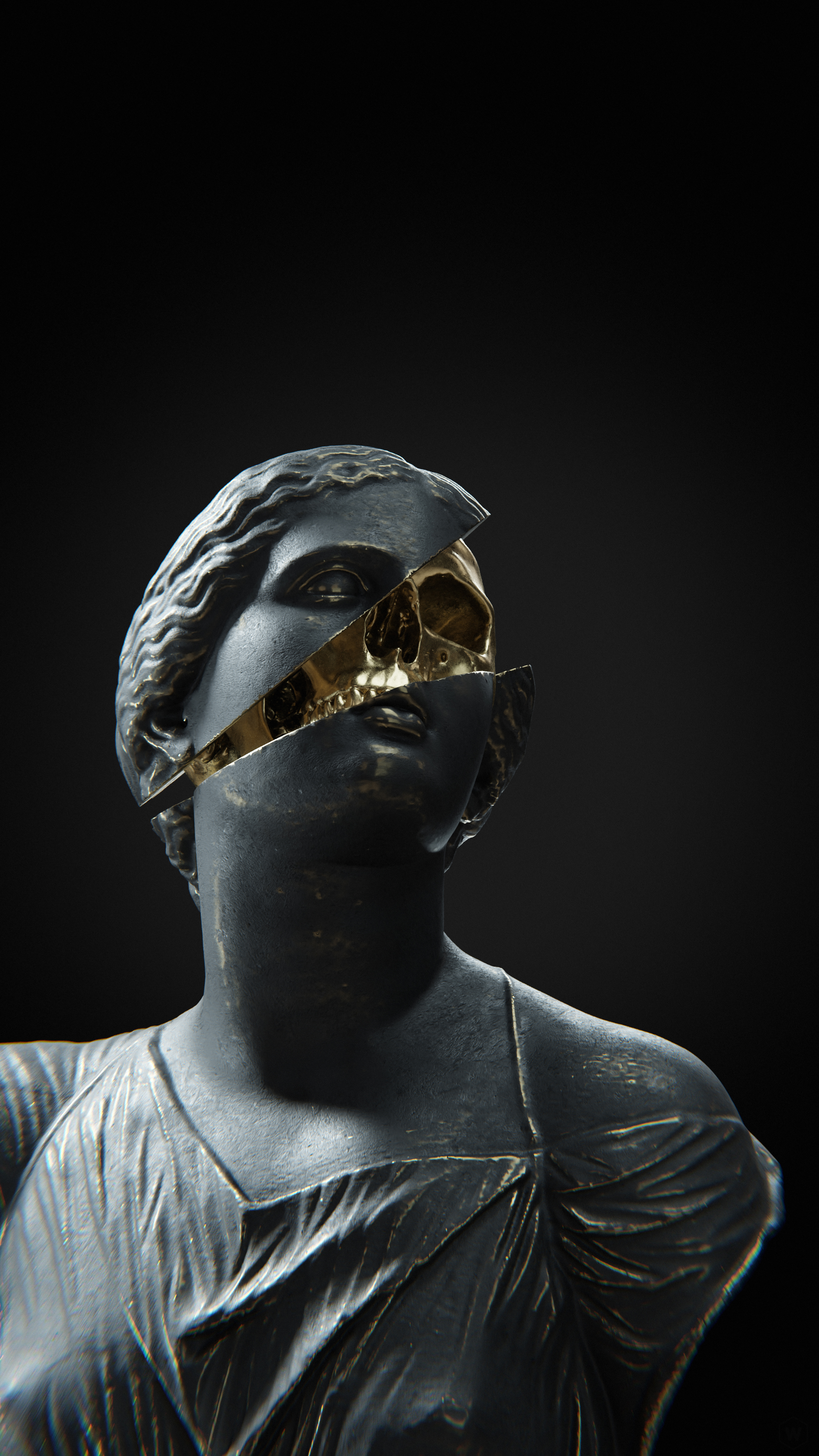 Golden Skull Marble Statue - sculpture wallpaper for OpersCraft
