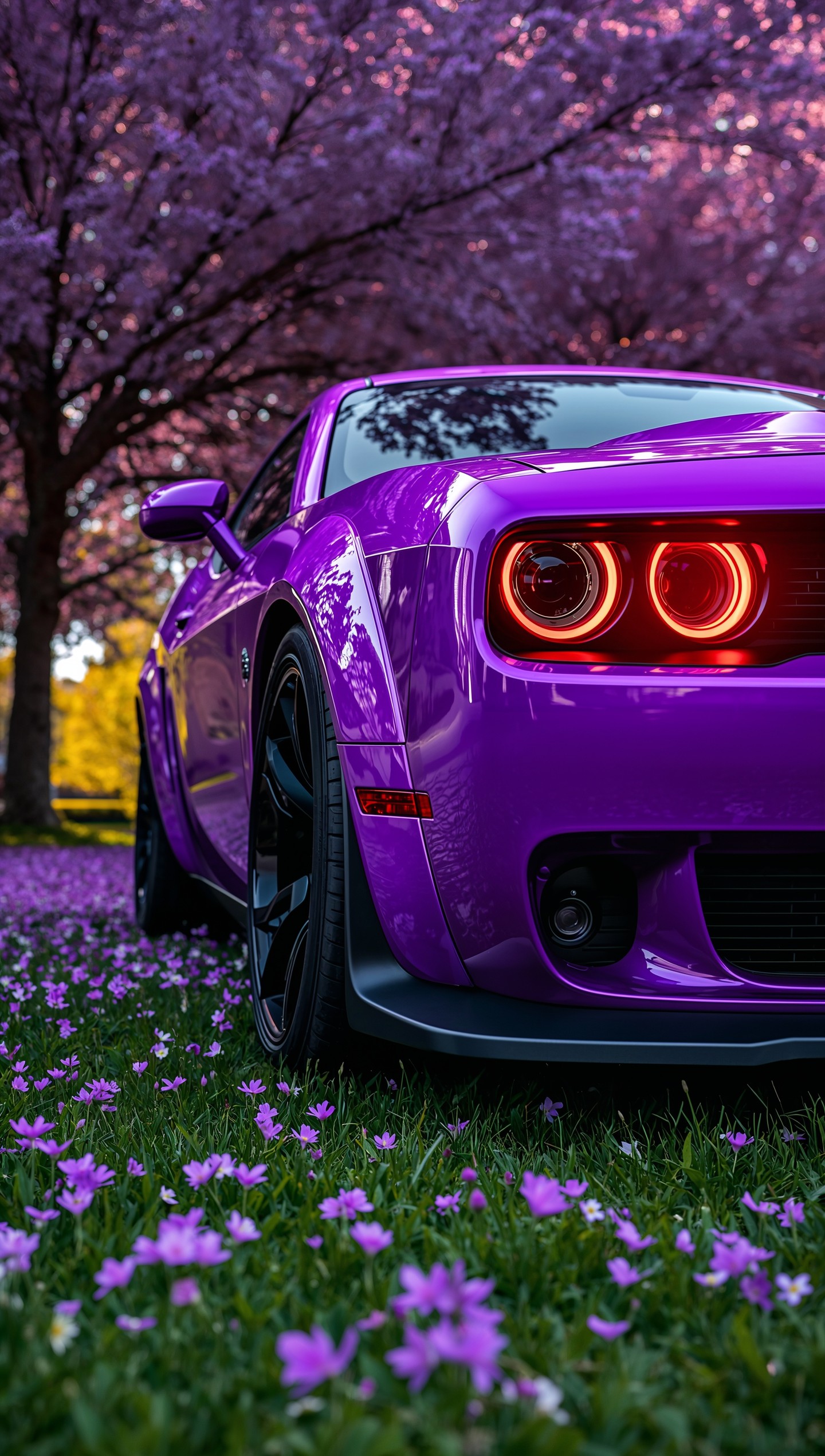 Purple Muscle Car Spring - cars wallpaper for OpersCraft