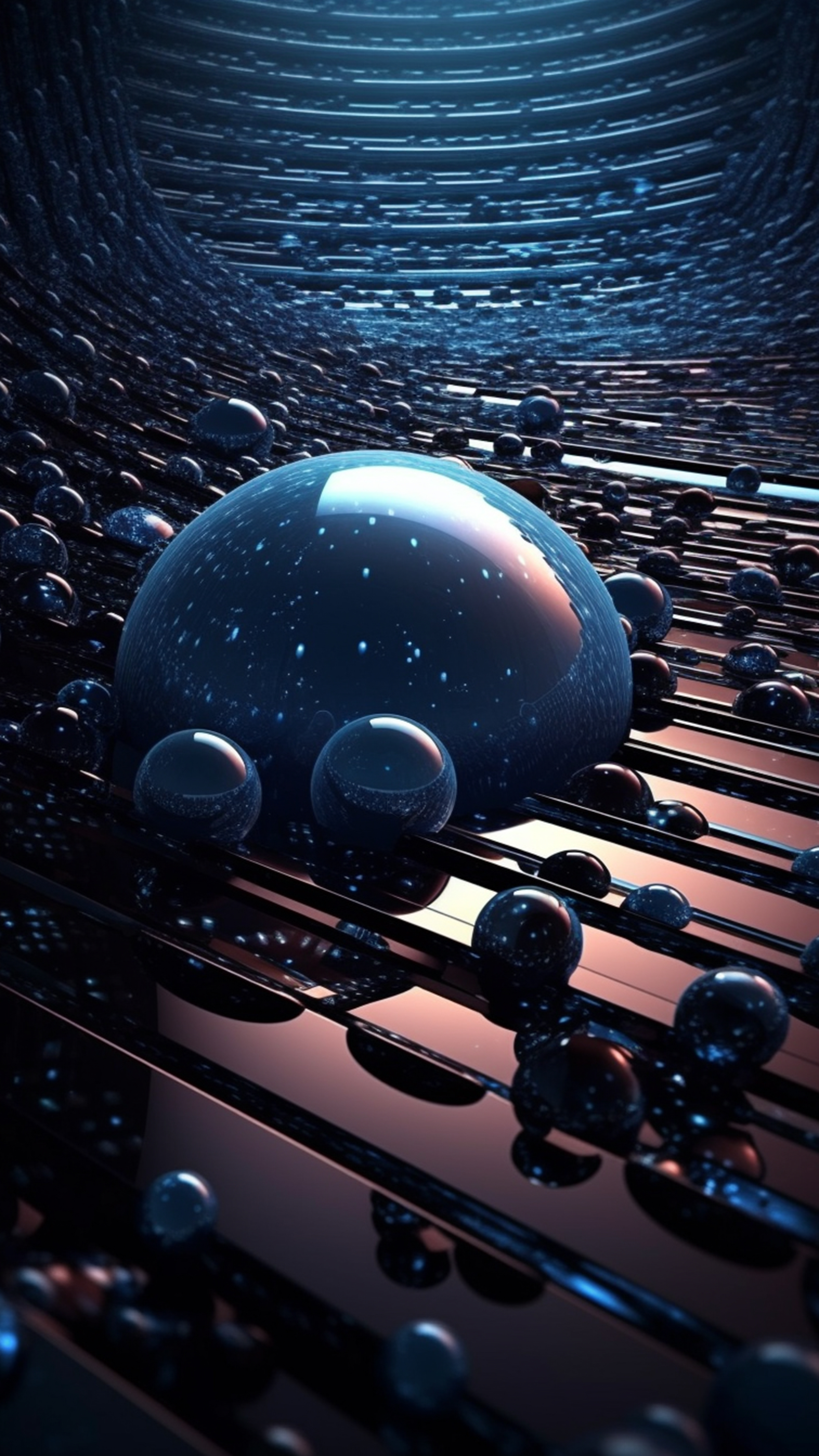 3D_Dark_Spheres_on_Metallic_Surface - abstract wallpaper for OpersCraft