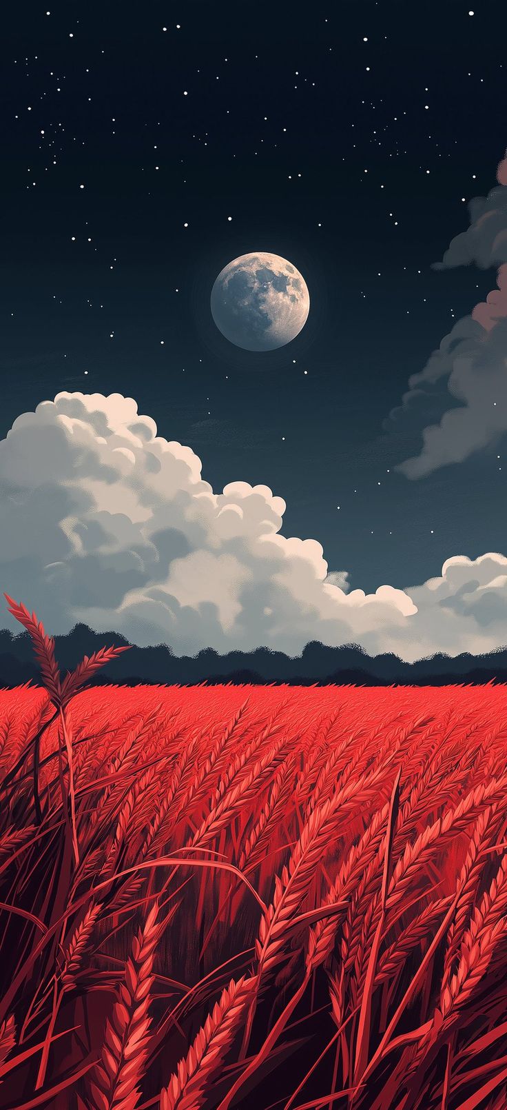 Red Wheat Under Moon - nature wallpaper for OpersCraft