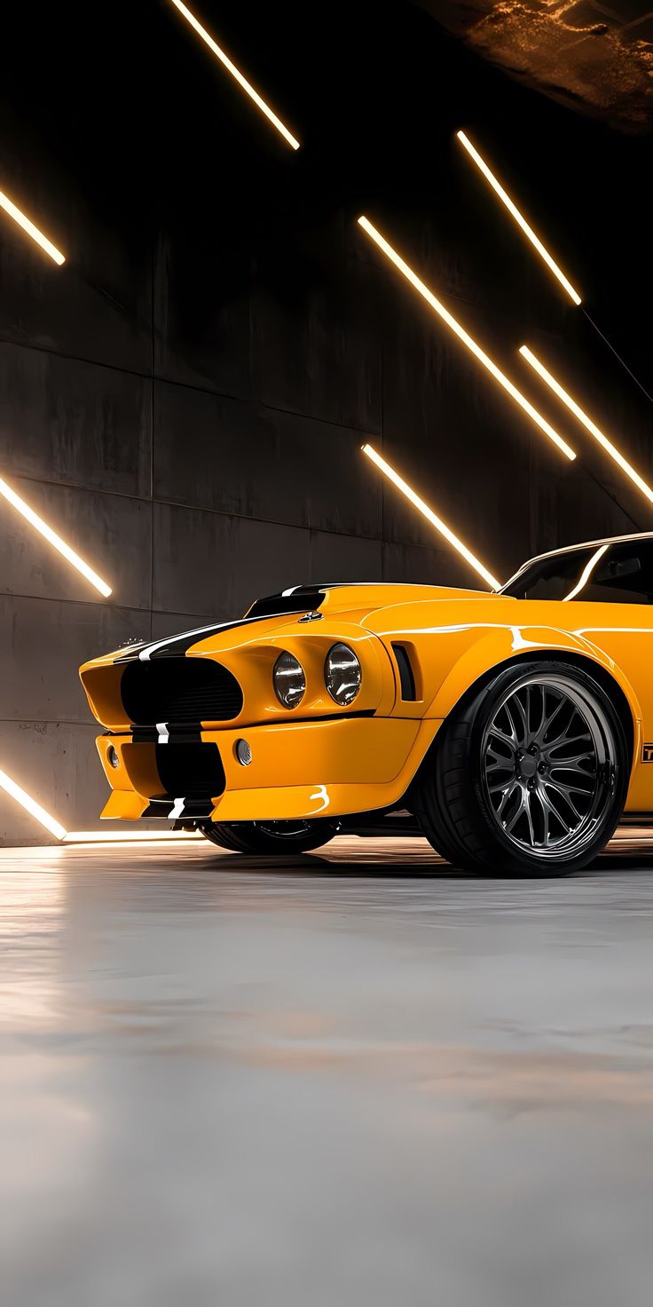 Yellow Muscle Car Neon - cars wallpaper for OpersCraft