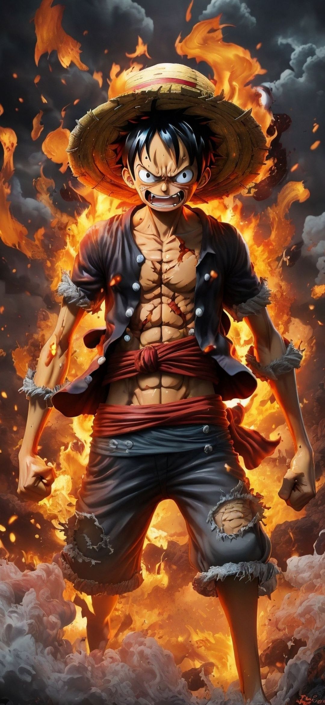 Luffy Amidst the Flames - anime wallpaper for OpersCraft