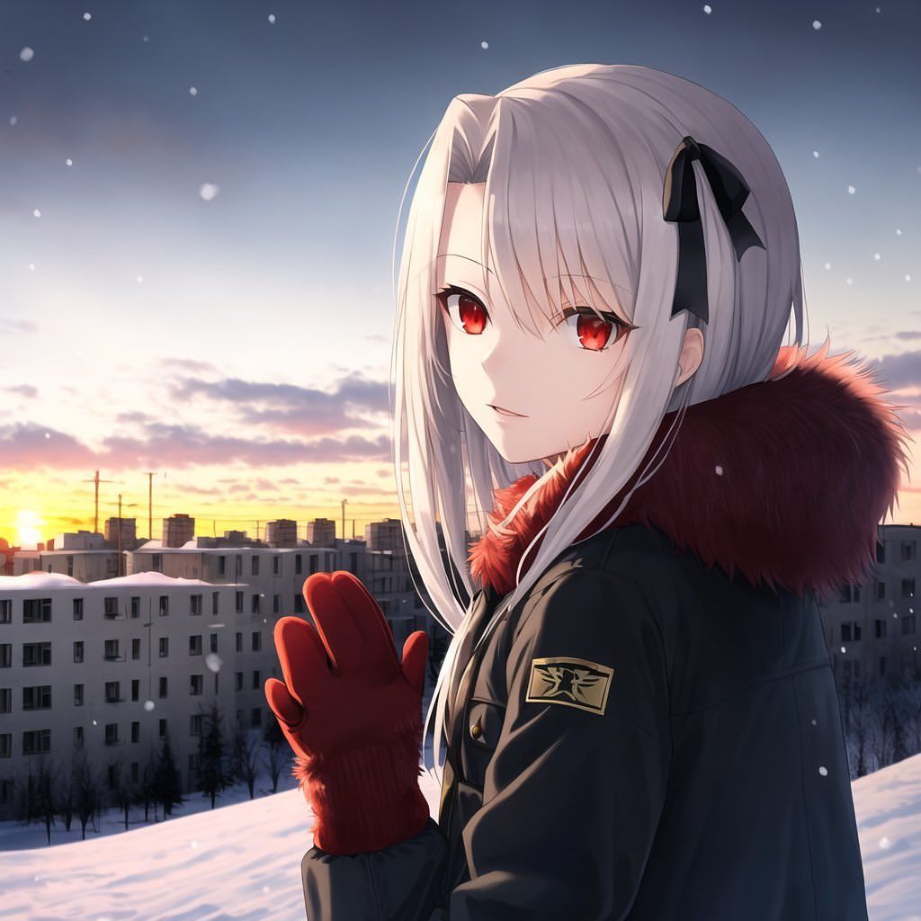 Winter Anime Girl Sunset - anime wallpaper for OpersCraft