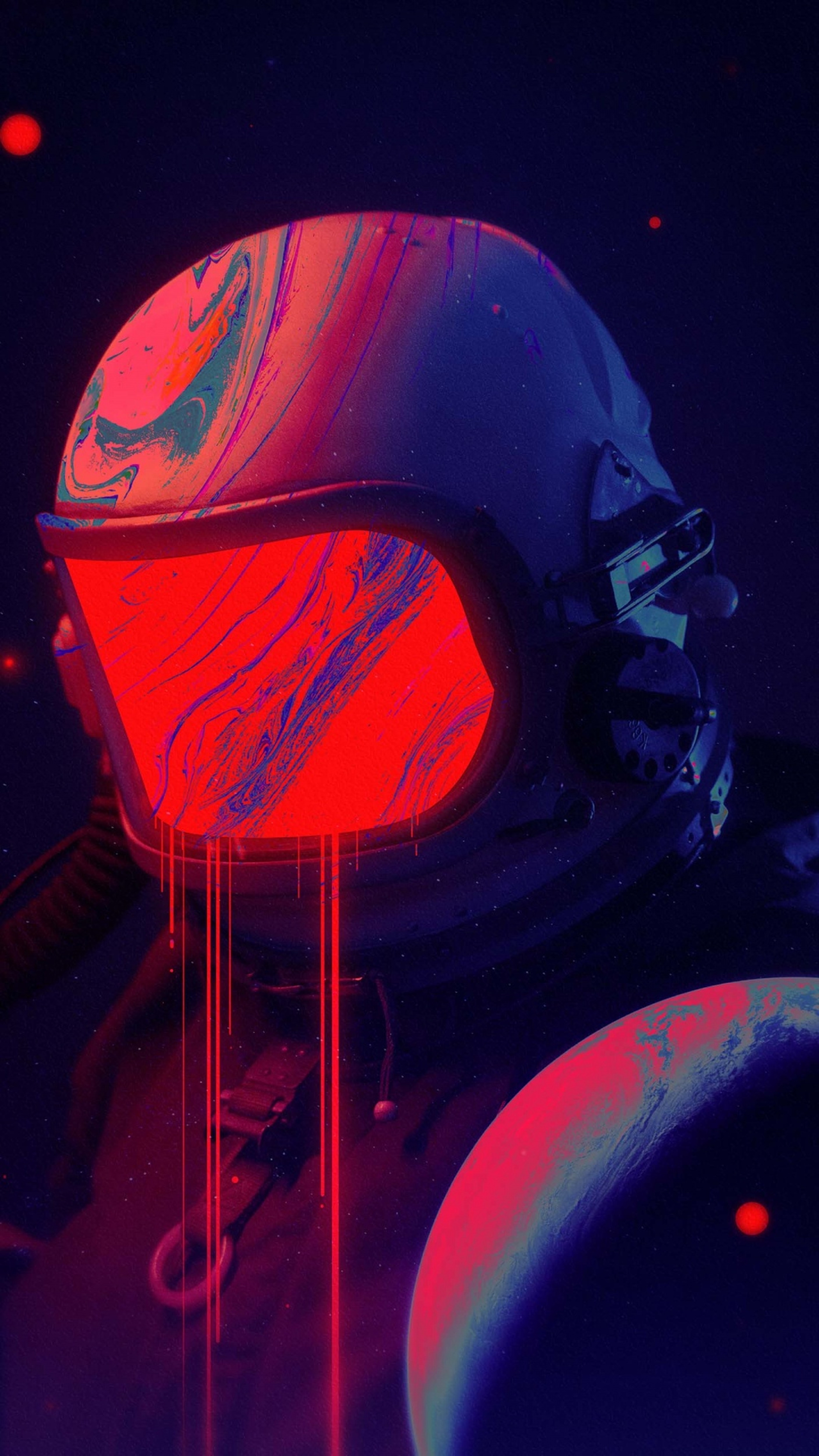 Neon Melting Astronaut Helmet - astronaut wallpaper for OpersCraft