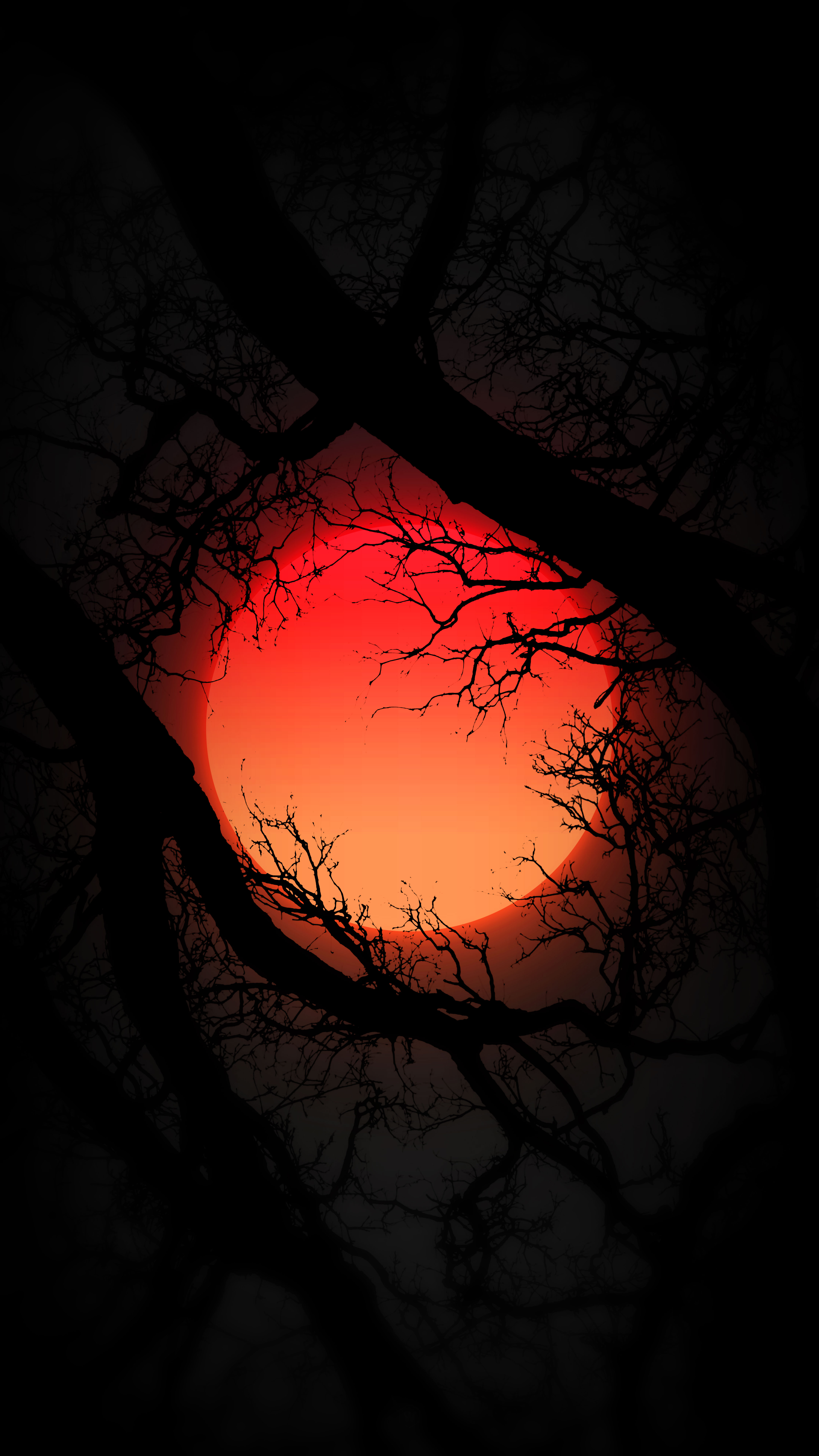 Red Moon Forest Silhouette - moon wallpaper for OpersCraft