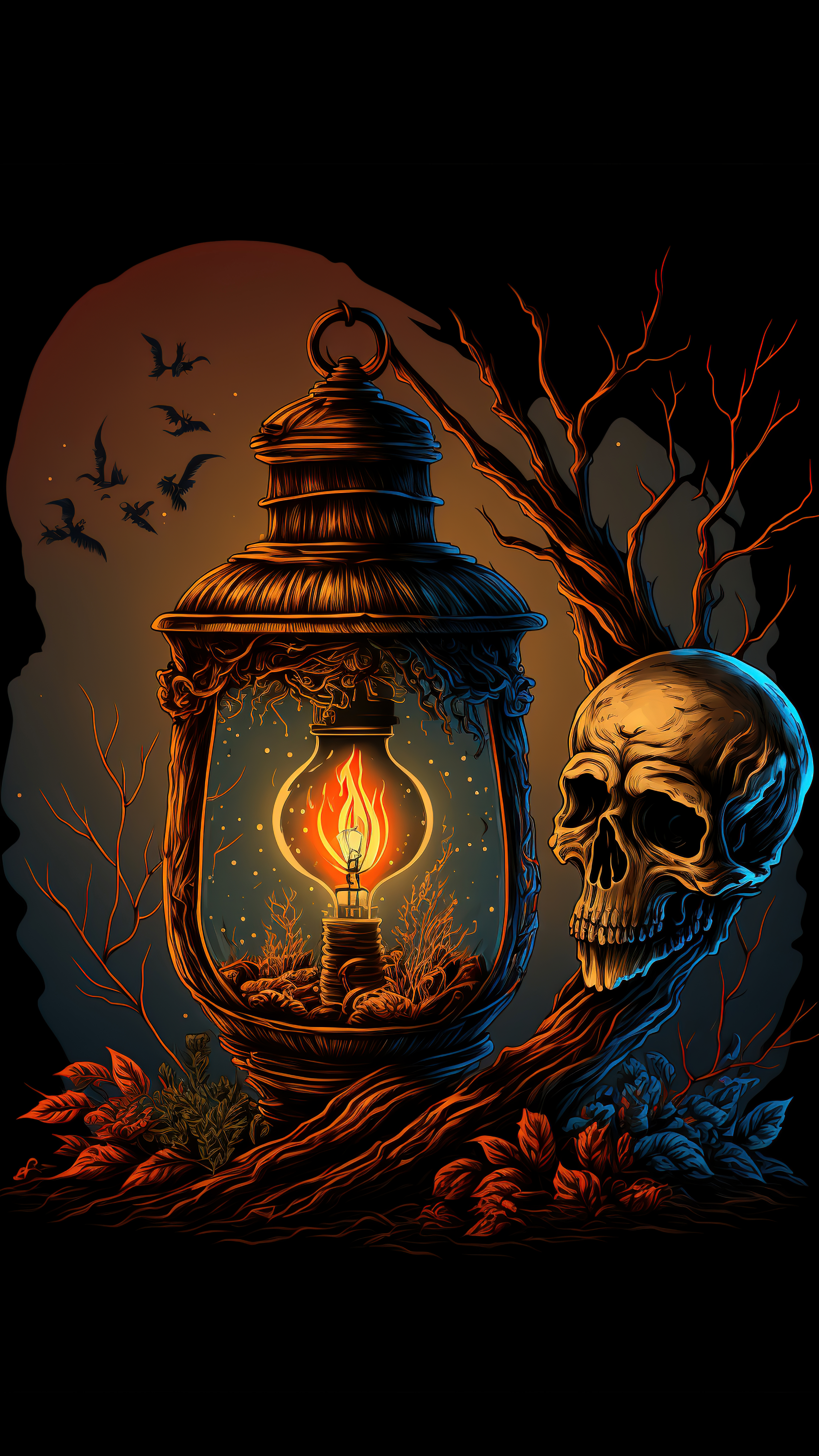Spooky Lantern Skull Art - skull wallpaper for OpersCraft