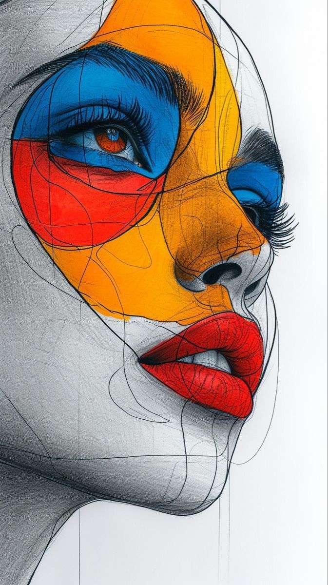 Colorful Abstract Face Sketch - art wallpaper for OpersCraft