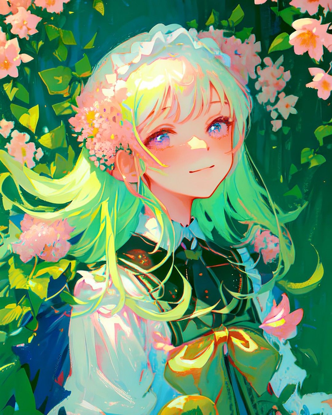 Floral Anime Girl Portrait - anime wallpaper for OpersCraft