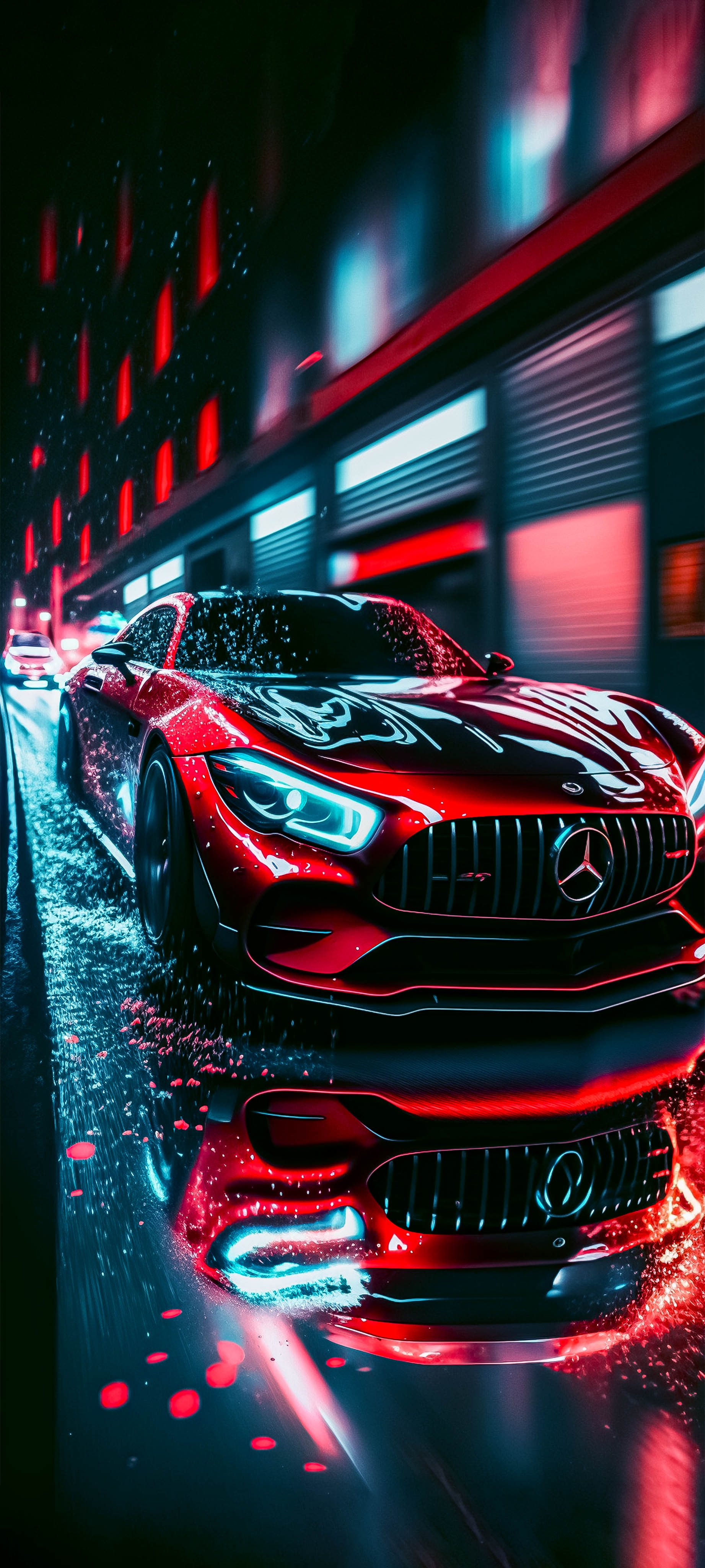 Neon Mercedes Night Drive - cars wallpaper for OpersCraft