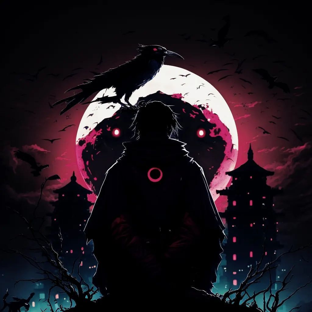 Crimson Moon Raven Silhouette - anime wallpaper for OpersCraft