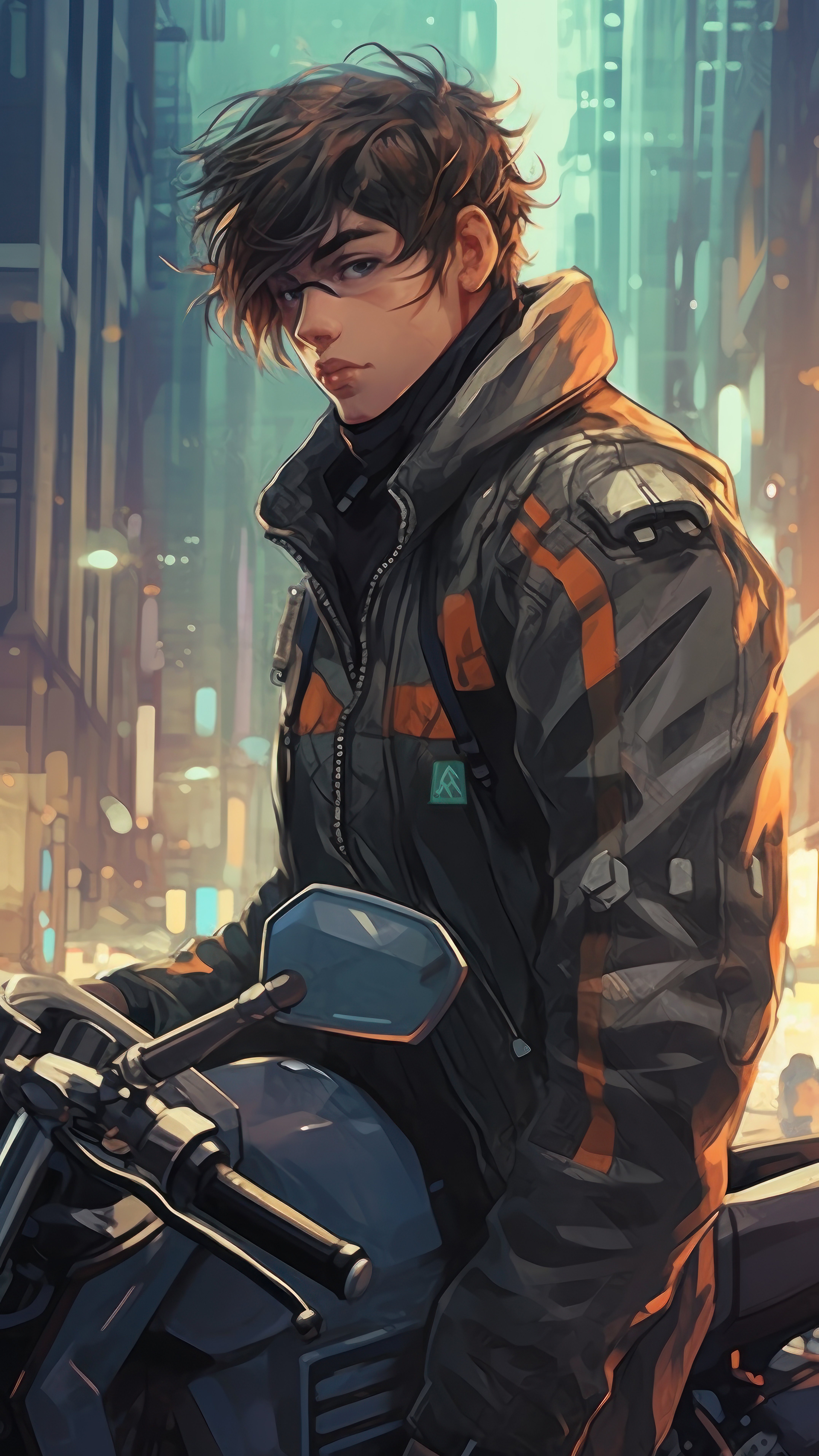 Anime Boy Biker City - anime boy wallpaper for OpersCraft