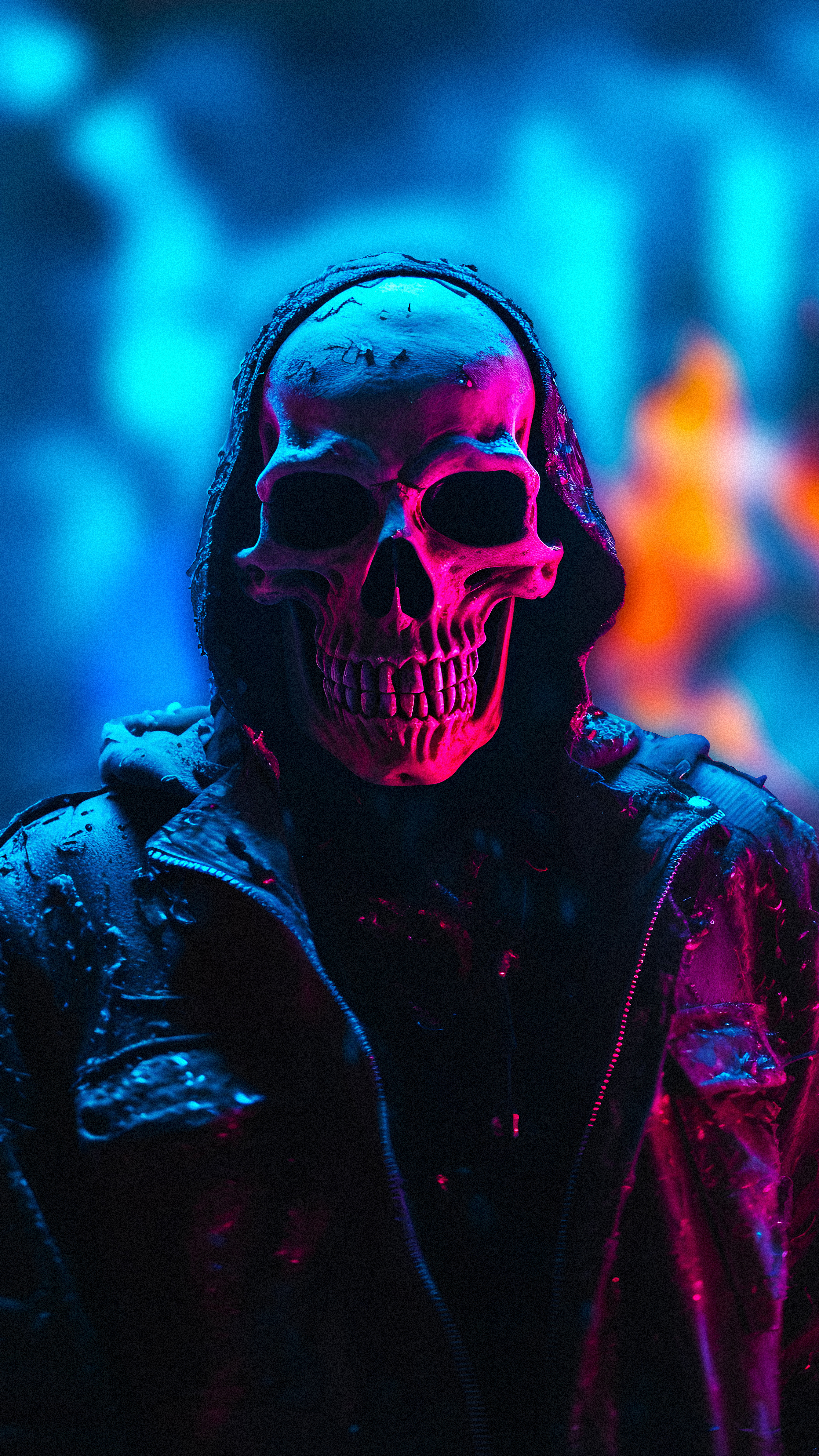 Neon Hooded Skull - gangster wallpaper for OpersCraft