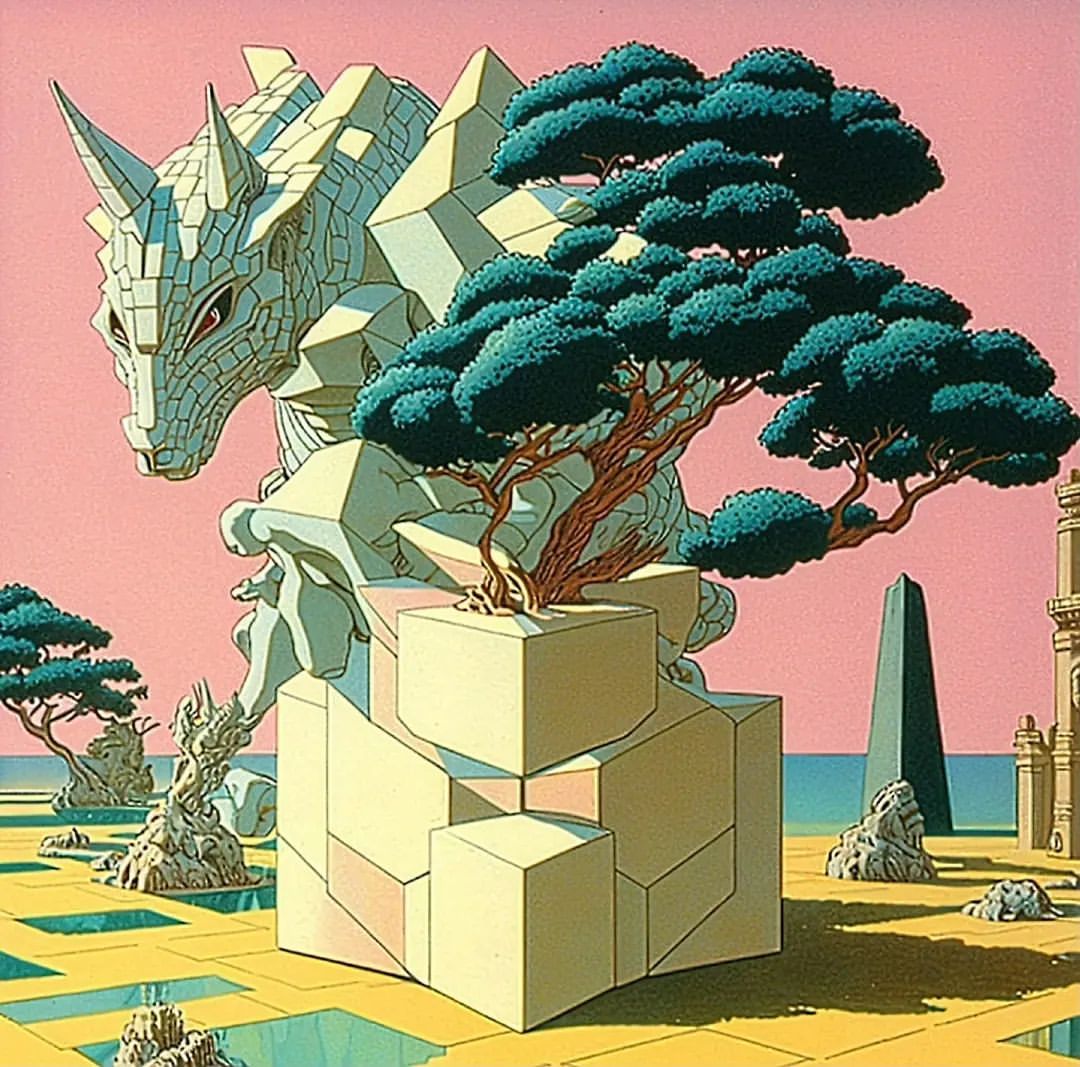 Geometric Dragon Bonsai Garden - anime wallpaper for OpersCraft