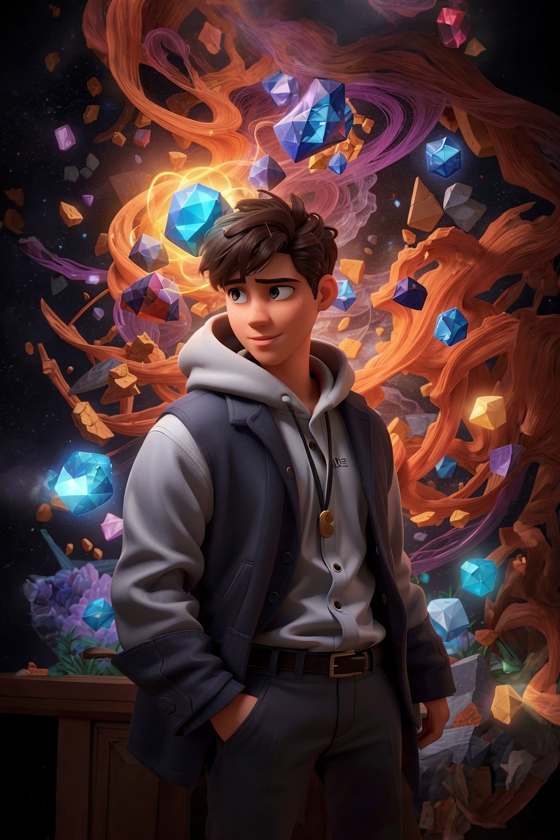 Anime Boy Magic Crystals - anime boy wallpaper for OpersCraft