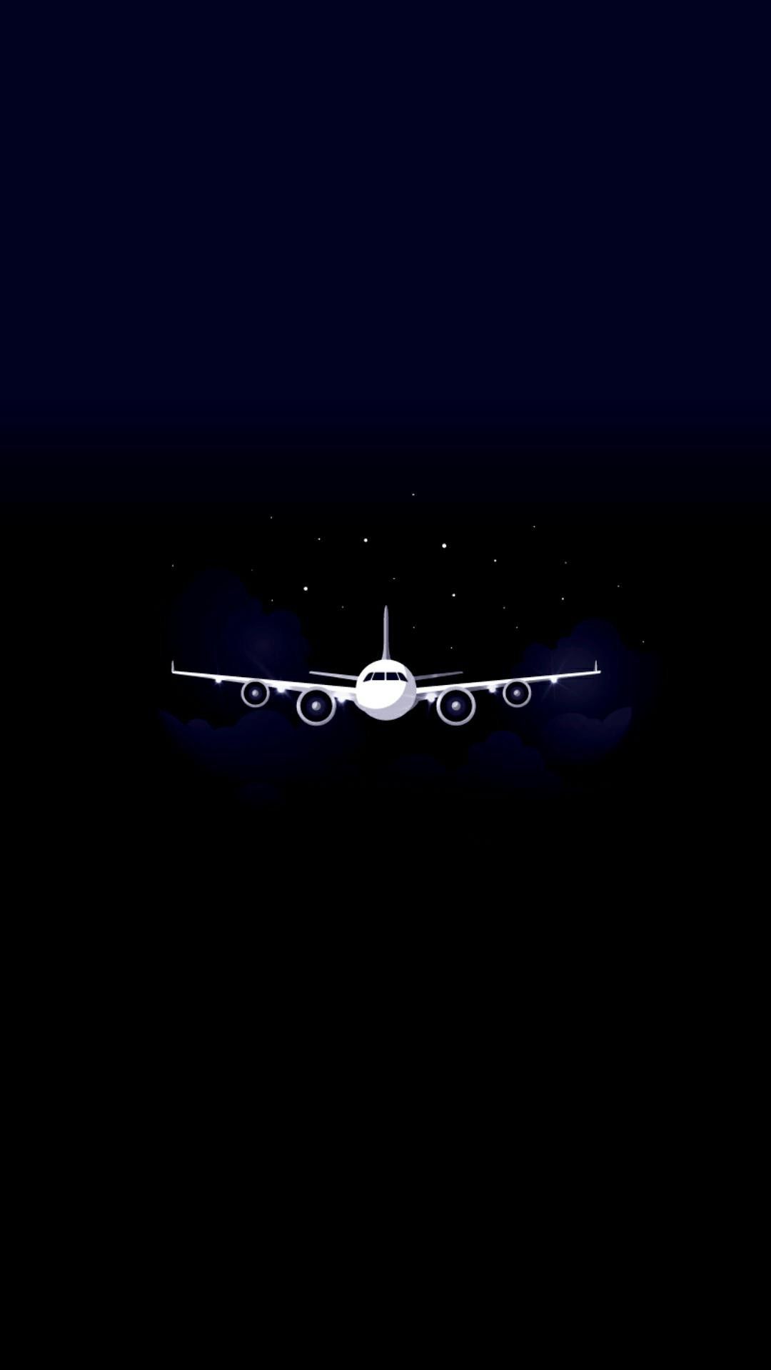 Airplane in Night Sky - random wallpaper for OpersCraft