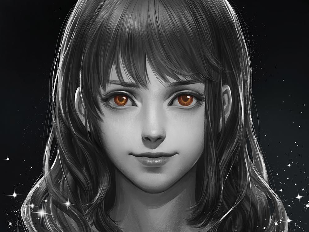 Amber Eyes Portrait - girl wallpaper for OpersCraft