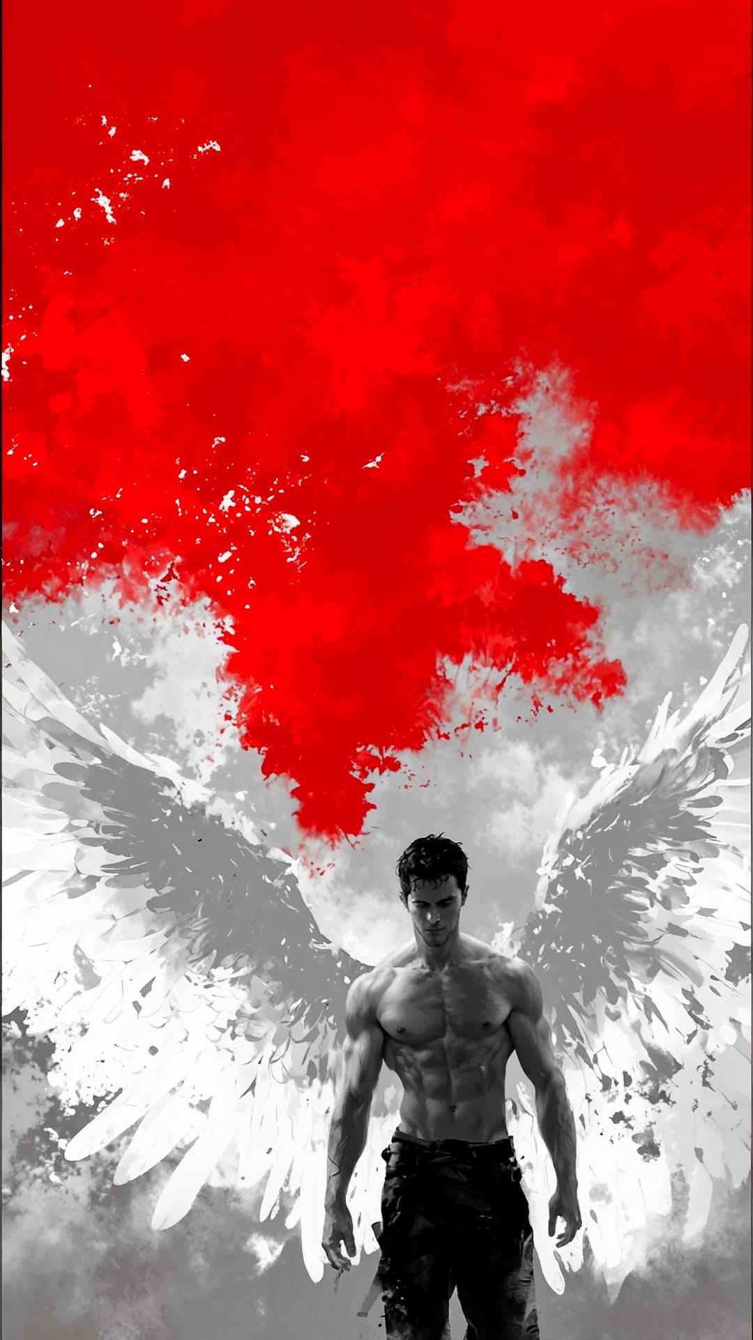 Angelic Warrior Red Sky - fantasy wallpaper for OpersCraft