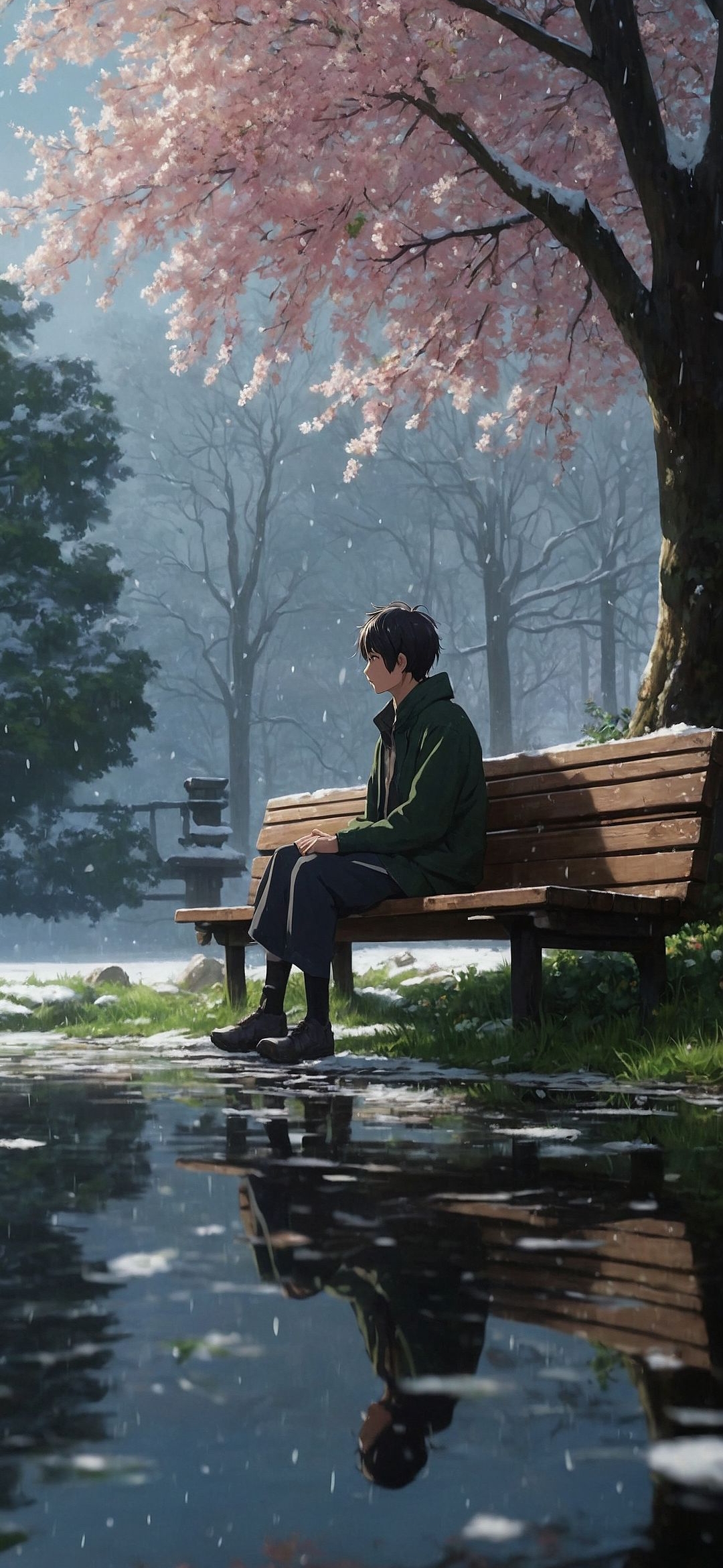 Anime Boy Cherry Blossoms - dope wallpaper for OpersCraft