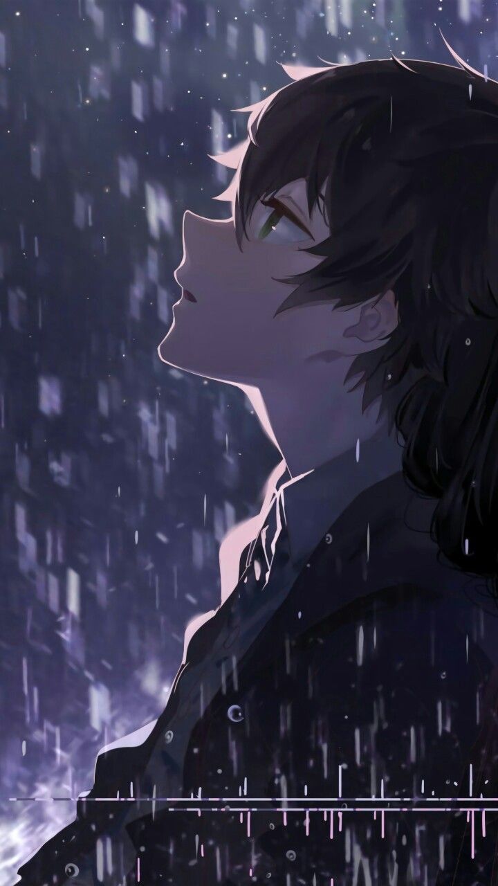 Anime Boy in Rain - anime wallpaper for OpersCraft
