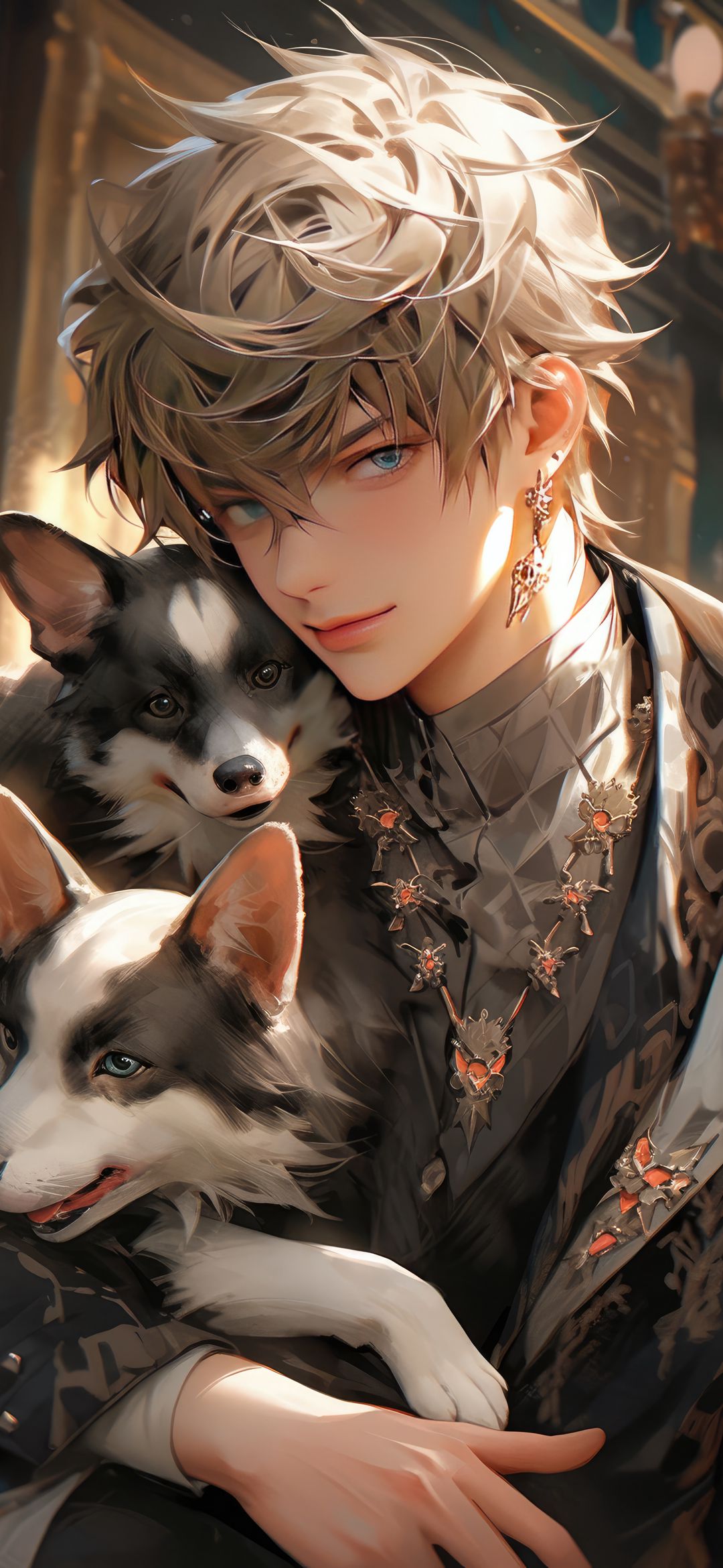 Anime Boy with Dogs - anime wallpaper for OpersCraft