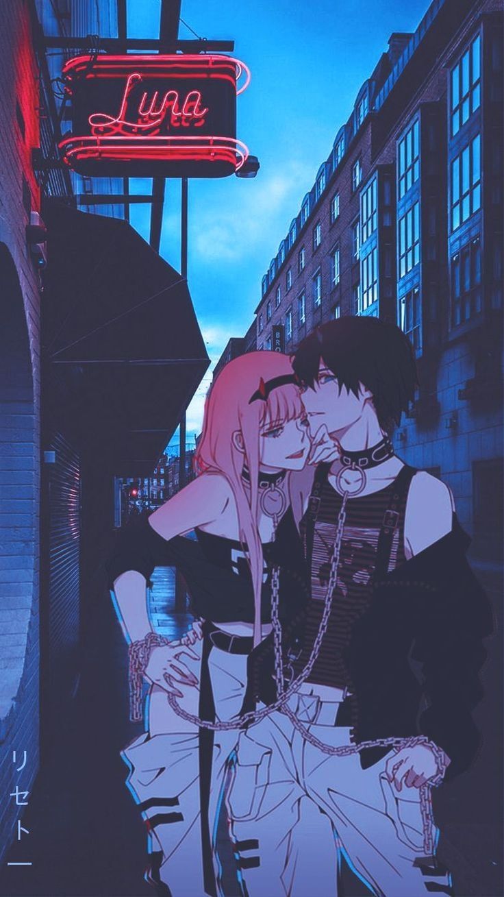 Anime Couple Neon Alley - anime wallpaper for OpersCraft